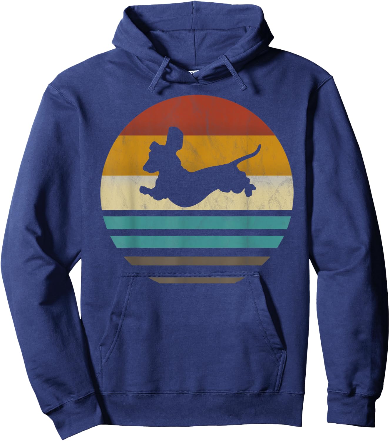 Dachshund Vintage Silhouette 60s 70s Retro grunge Dog Lover Women Girls Kids Hoodie - Hoodie | Navy