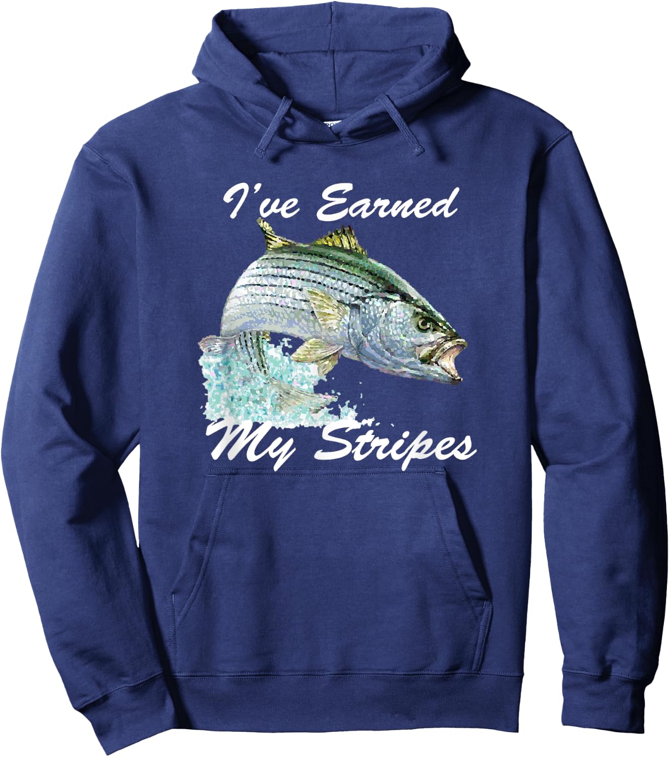 Striped Bass Rockfish Fishing Gift I've Earned My Stripes Hoodie - Hoodie | Navy