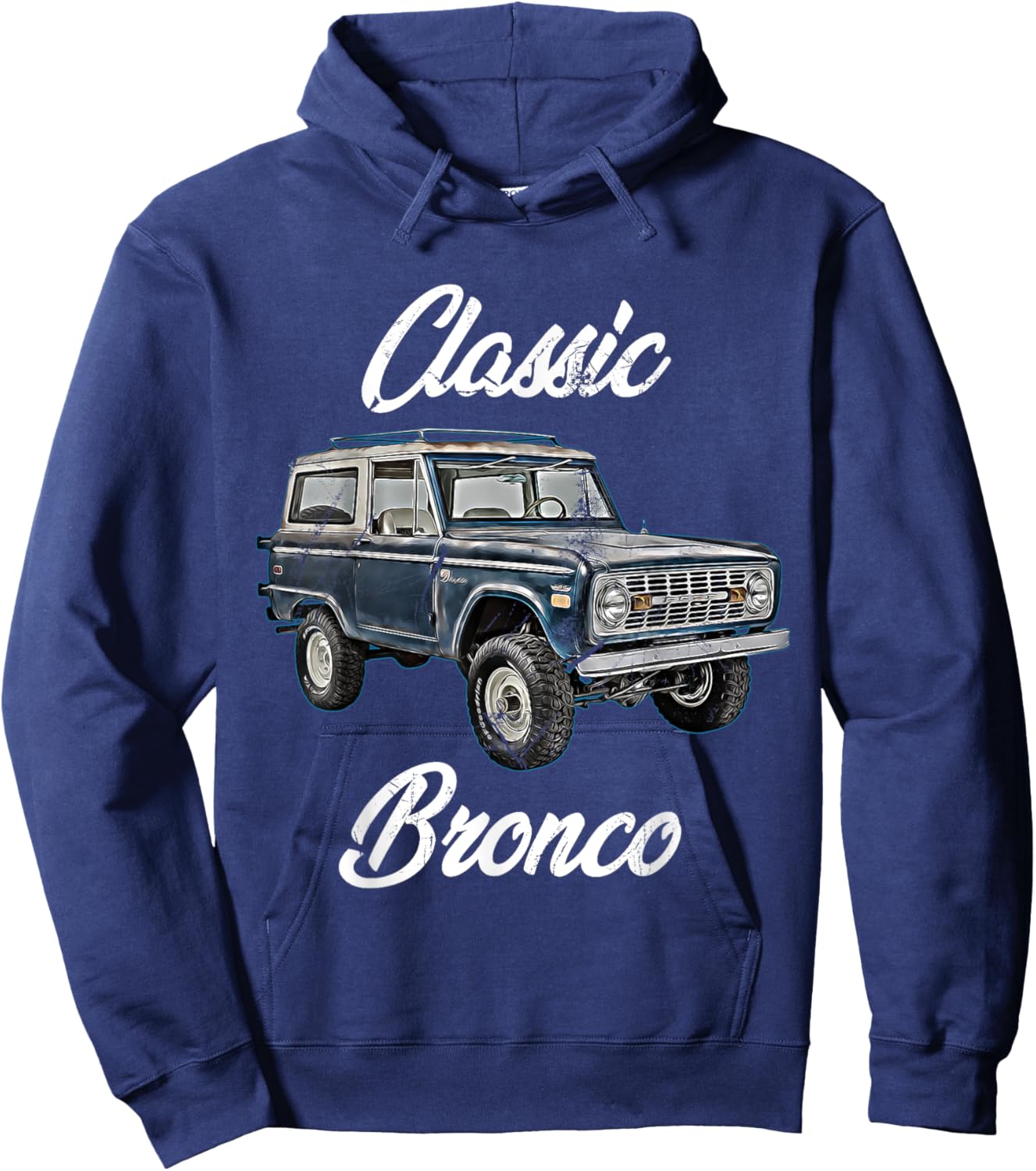 Classic Bronco Horse on Truck,Lifted Square Body,offroad,4x4 Hoodie - Hoodie | Navy