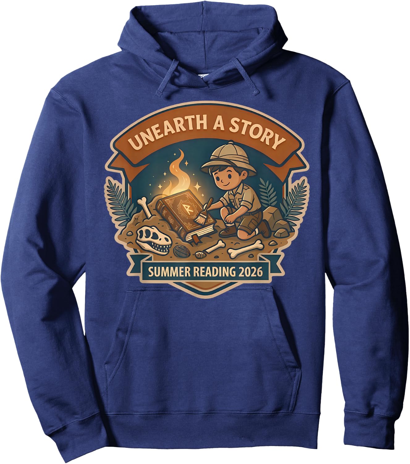 Unearth A Story Summer Reading 2026 Cute Archeologist Cool Hoodie - Hoodie | Navy