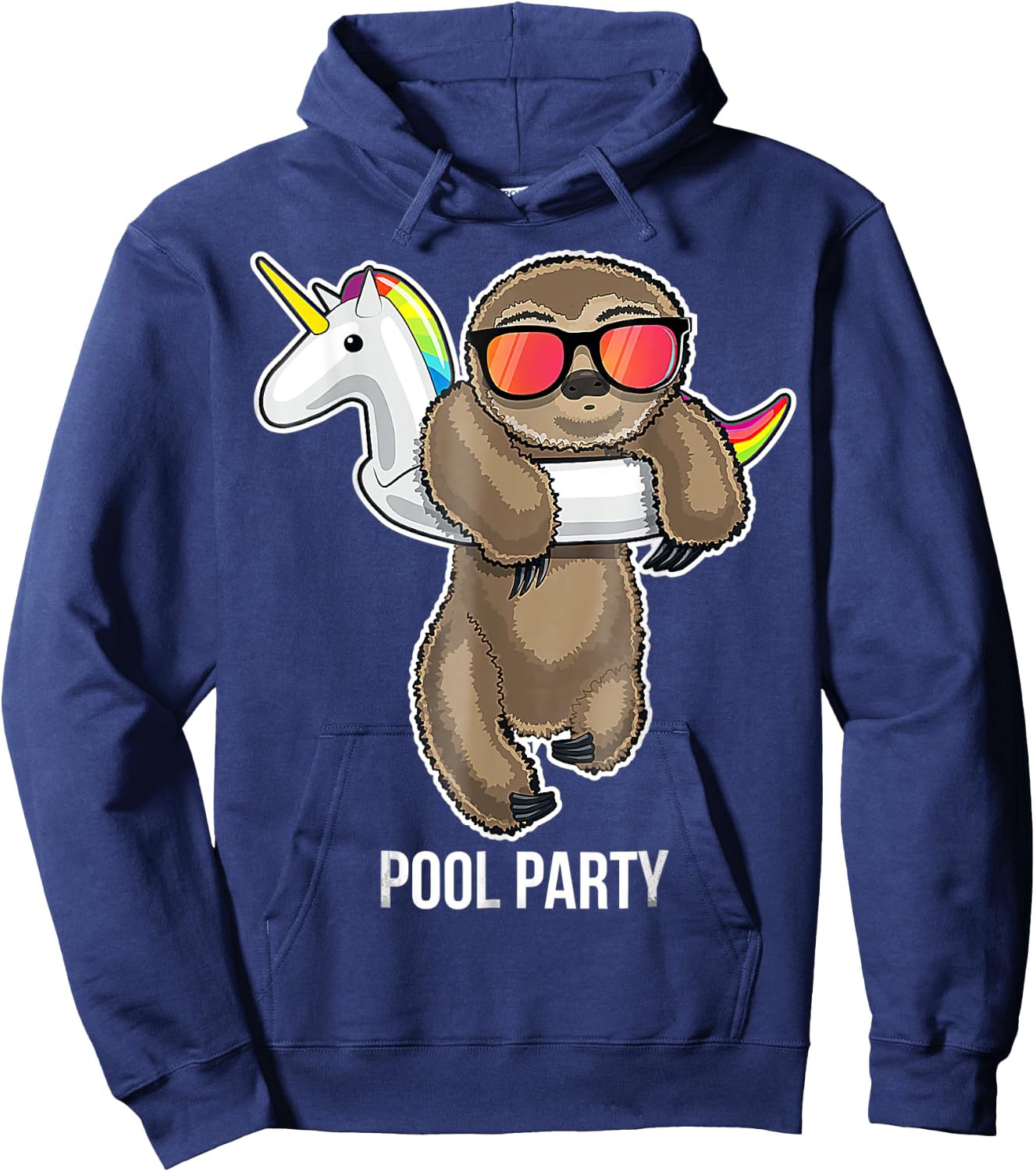 Pool Party Sloth Unicorn Float Funny Sloth Gifts Hoodie - Hoodie | Navy