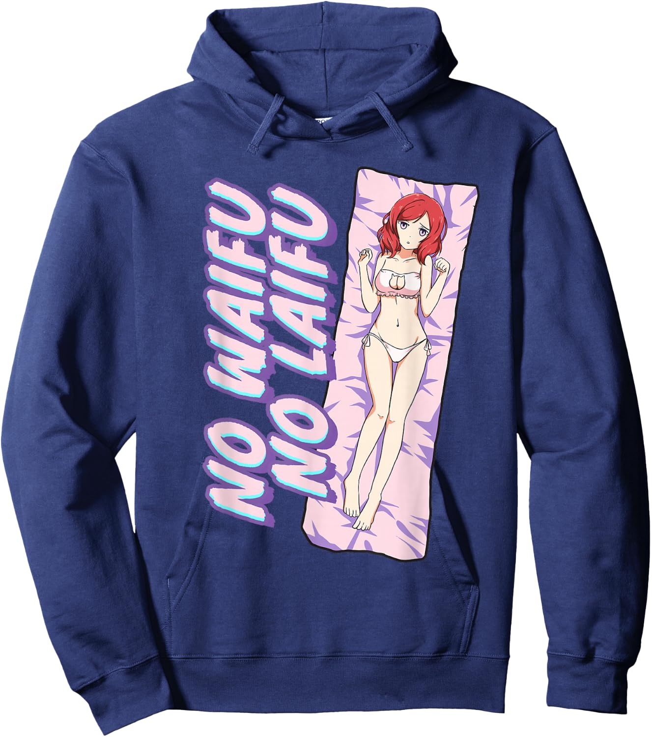 No Waifu No Laifu Anime Japanese Aesthetic Otaku Hoodie - Hoodie | Navy