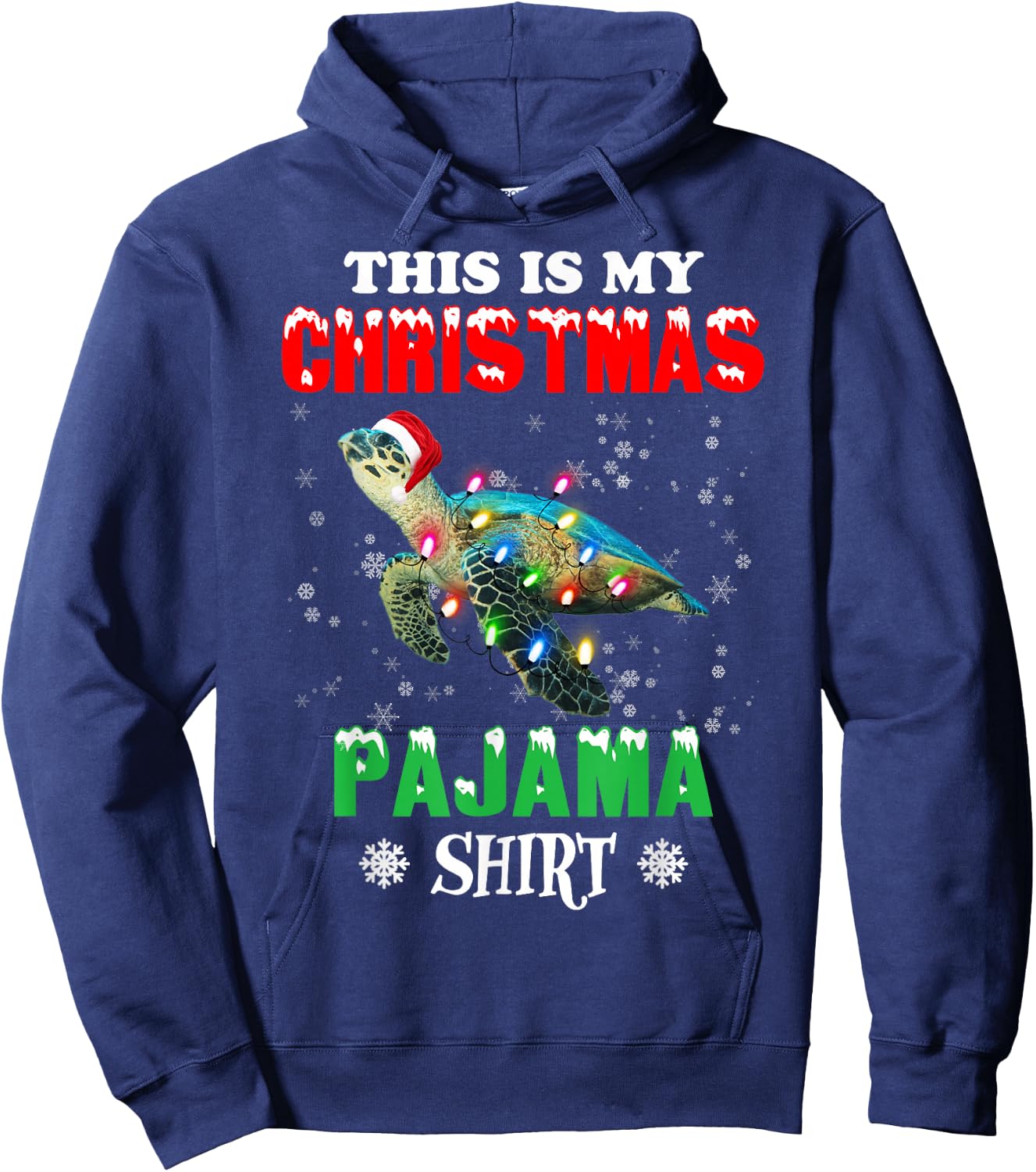 This is My Christmas Pajama Shirt Sea Turtle Christmas Hoodie - Hoodie | Navy
