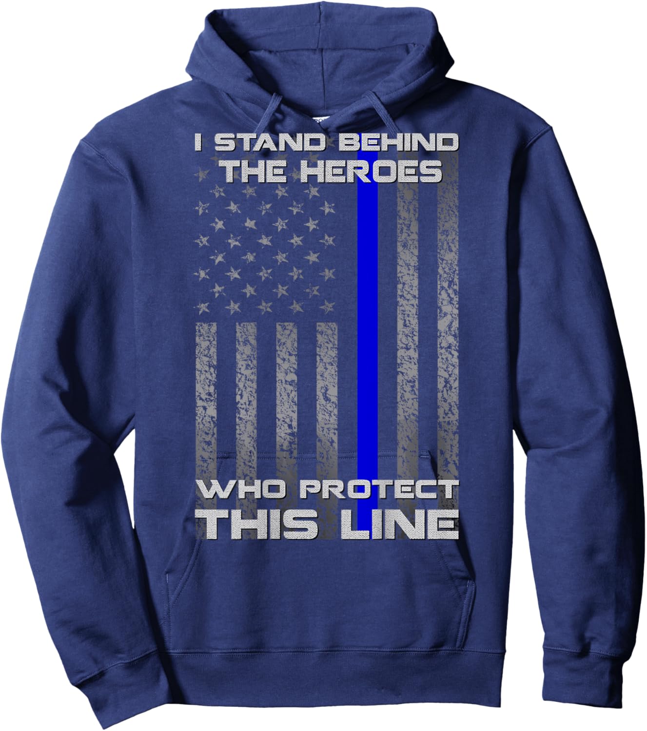 Thin Blue Line Flag Police Hero Law Enforcement Support Hoodie - Hoodie | Navy