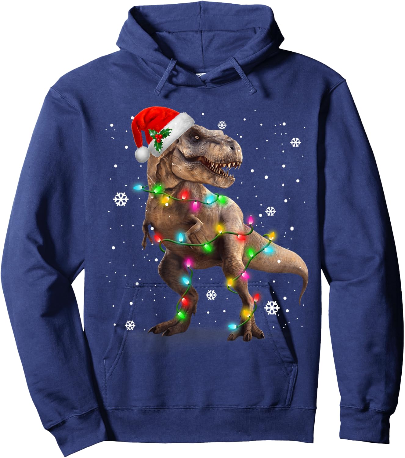 Dinosaur T-rex Tree Christmas Sweater Xmas Pet Dino Trex Hoodie - Hoodie | Navy