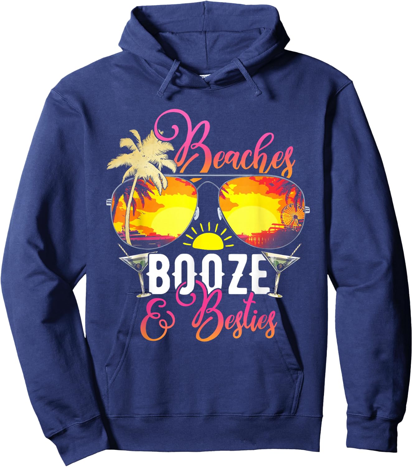 Weekend Trip Friends Beaches Booze & Besties Vacation Beach Hoodie - Hoodie | Navy