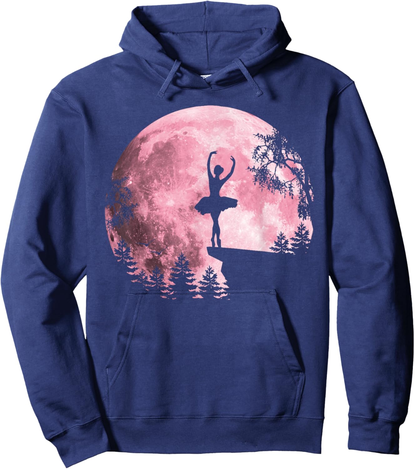 Ballet Dancing Pink Full-Moon Ballerina Women Girls Hoodie - Hoodie | Navy