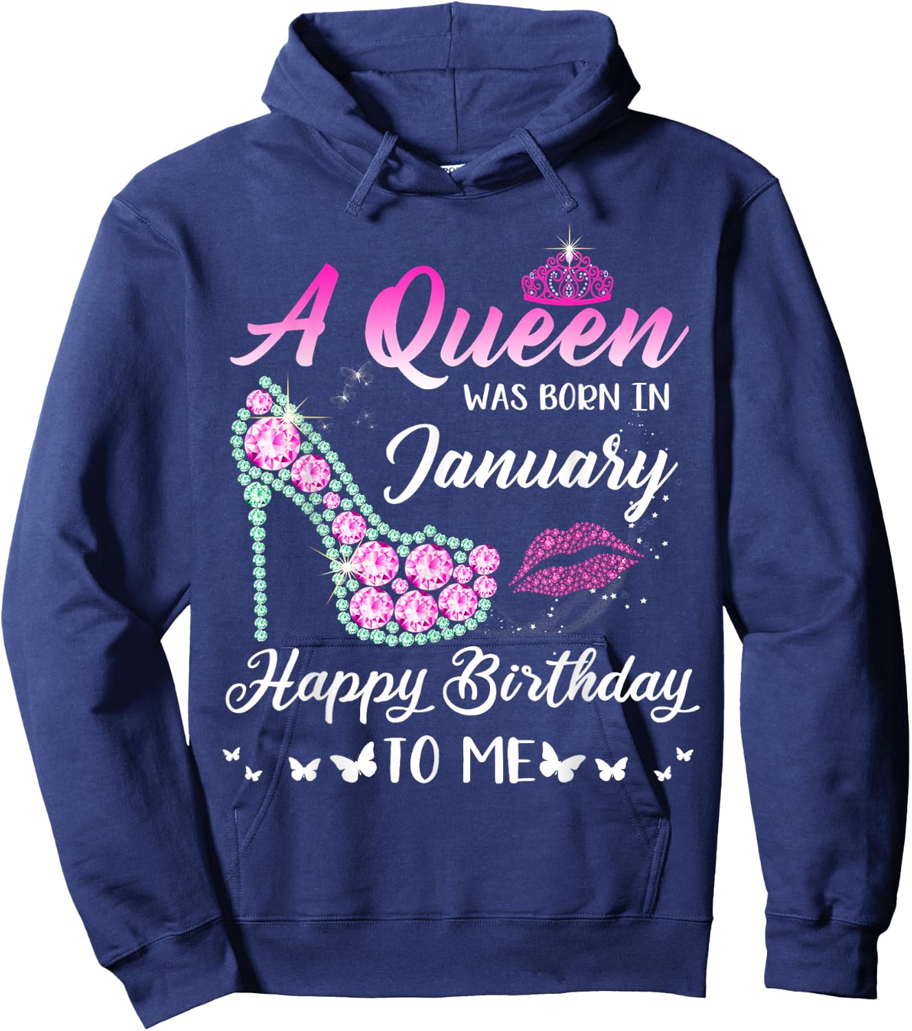 Queen was born in January Cute Funny Happy Birthday Gifts Hoodie - Hoodie | Navy