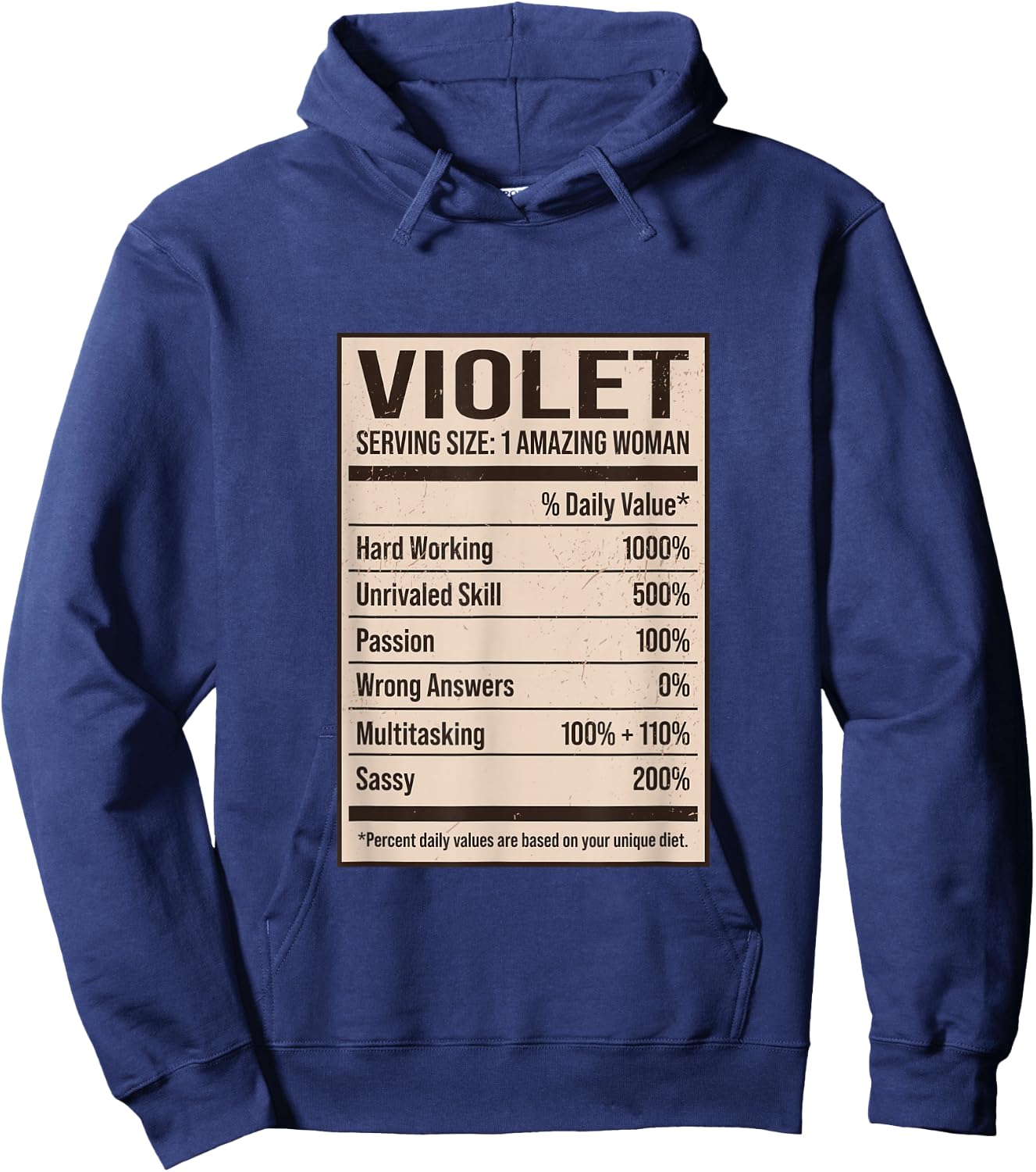Violet Nutrition Facts Name Nickname Alias Title Friends Hoodie - Hoodie | Navy