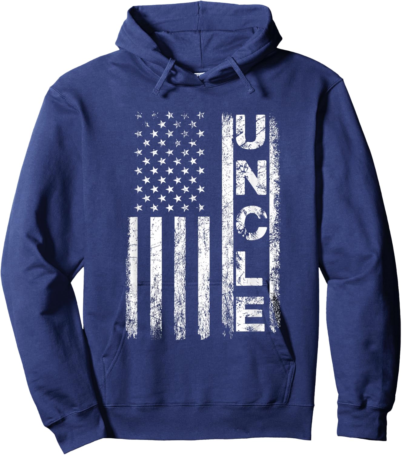 Uncle Vintage American Flag Father's Day 4th of July Uncle Hoodie - Hoodie | Navy