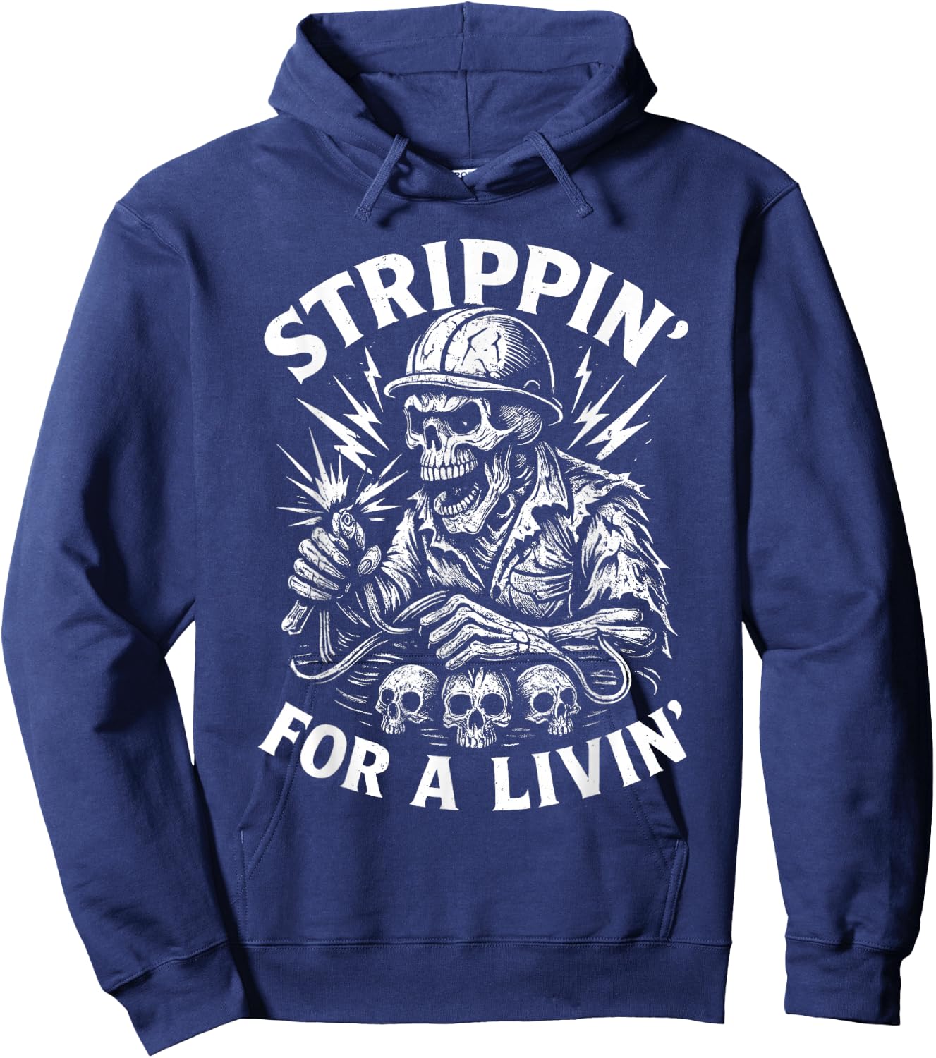 Strippin’ for a Livin’ Skeleton Electrician Hoodie - Hoodie | Navy