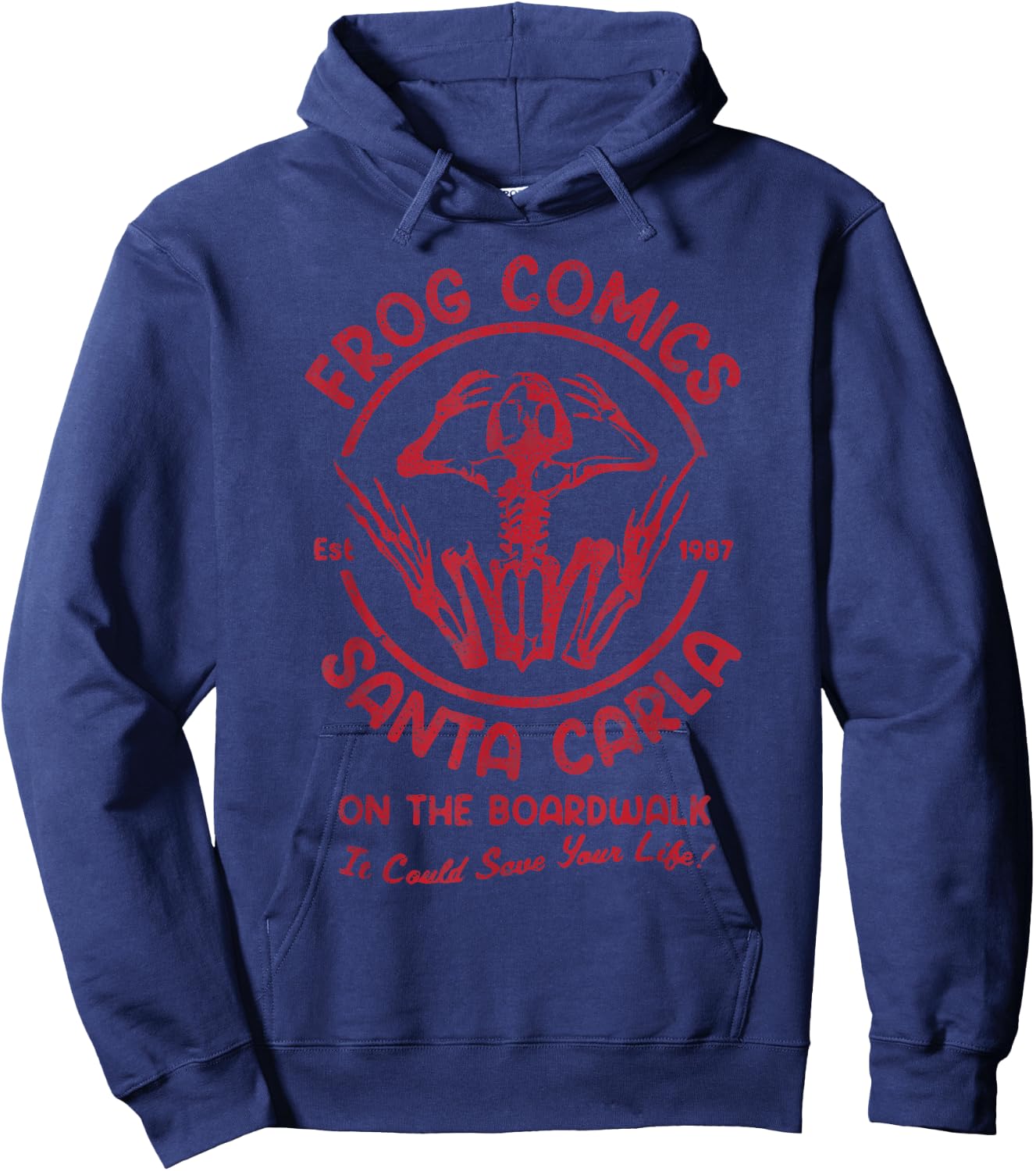 Vintage Frog Comics Santa Carla On The Boardwalk Hoodie - Hoodie | Navy