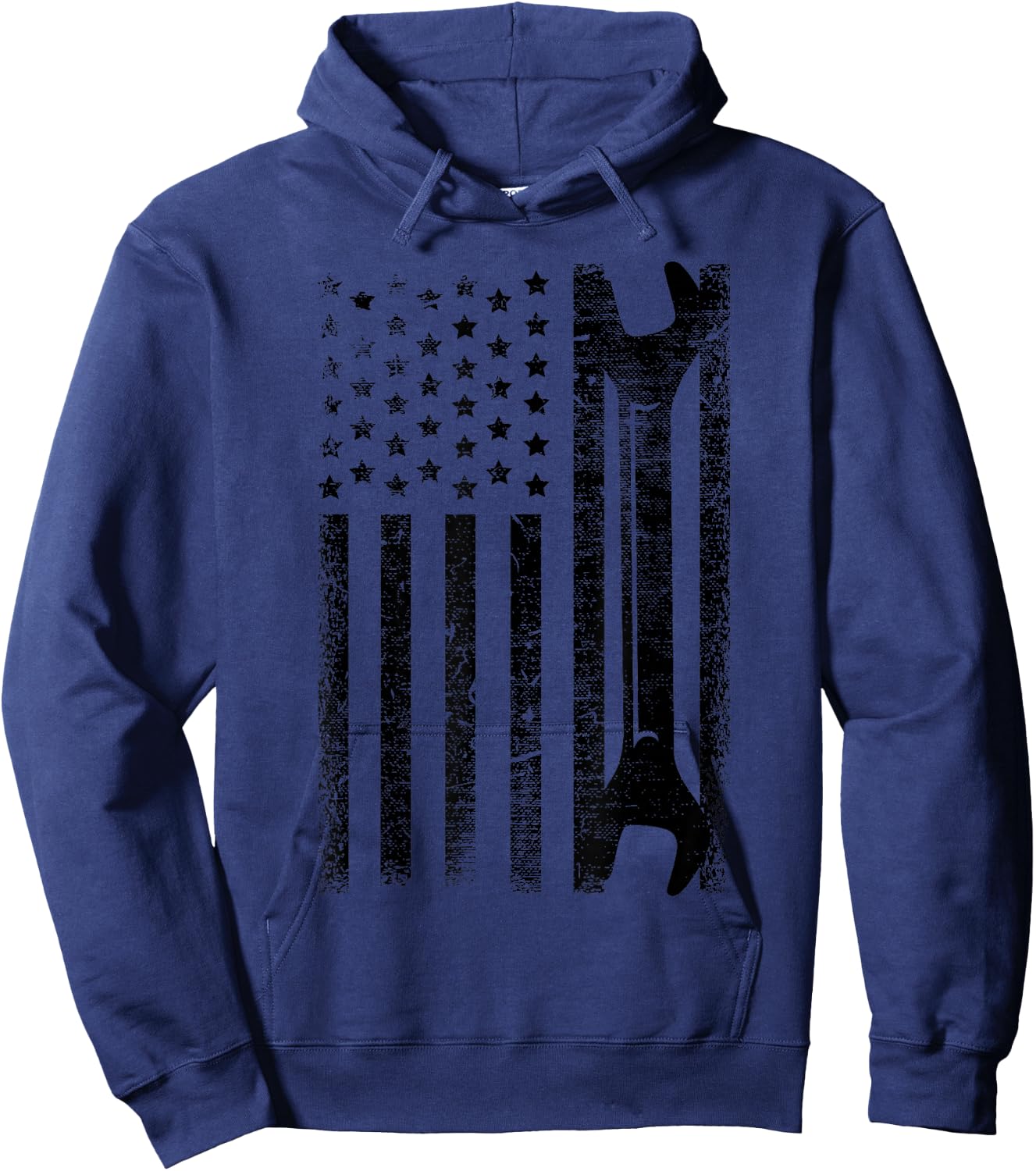 Funny Vintage Mechanic Distressed American Flag Gift Hoodie - Hoodie | Navy