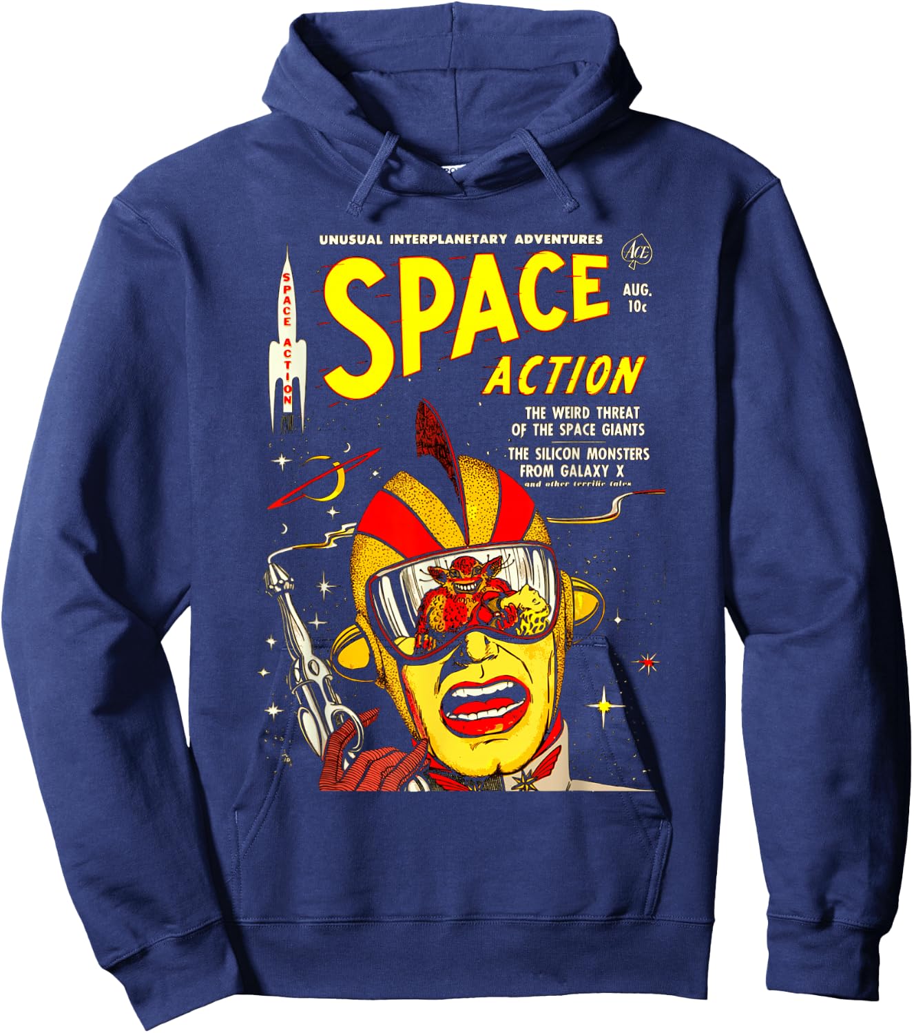 Space Action / Vintage Science Fiction Comic Book Hoodie - Hoodie | Navy