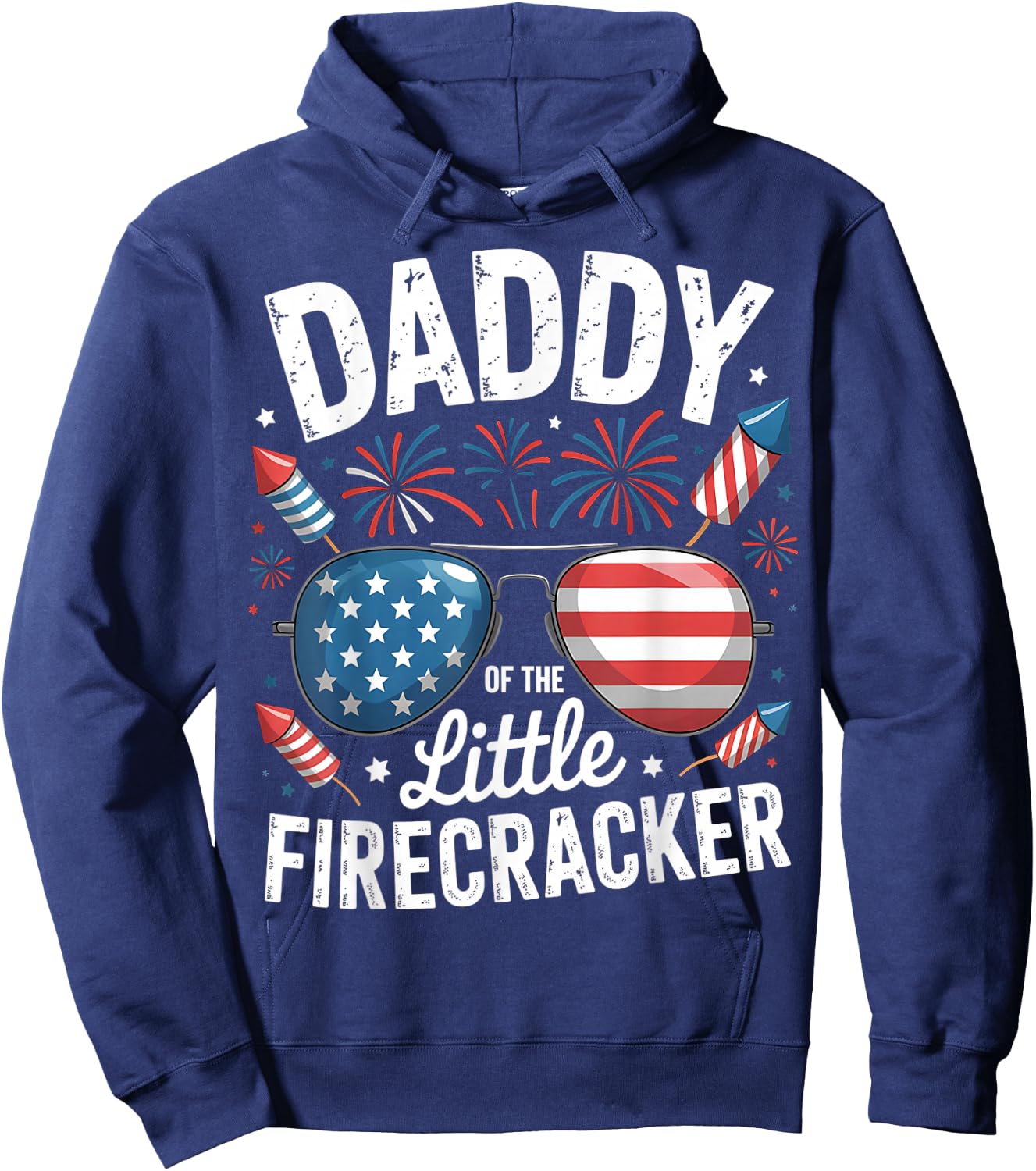 4th of July Birthday Dad Daddy Of The Little Firecracker Hoodie - Hoodie | Navy