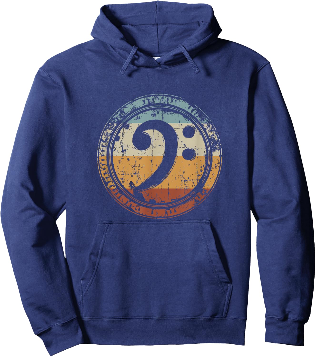 Vintage Bass Clef Gift Bass Guitar Player Bassist Hoodie - Hoodie | Navy