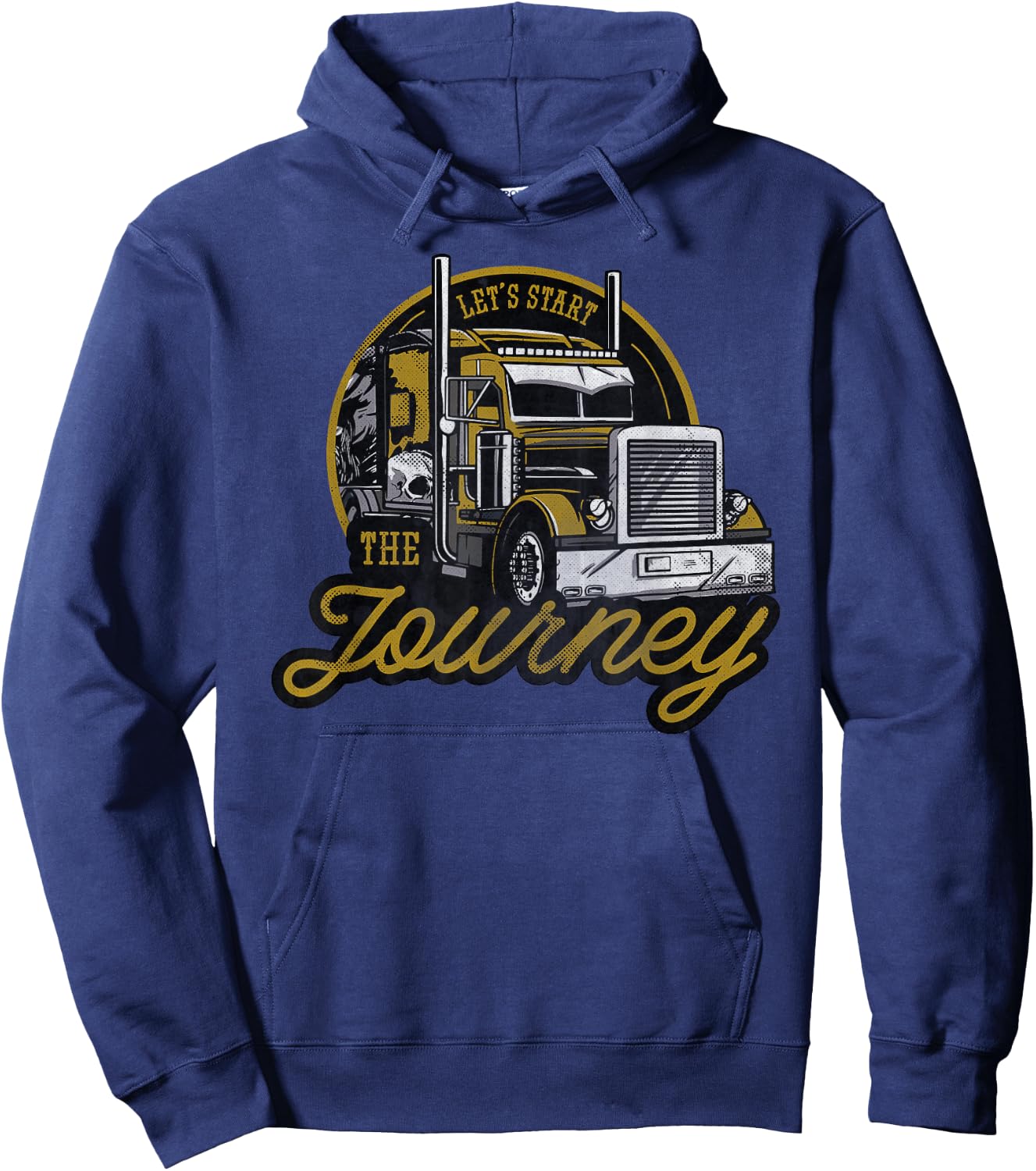 Vintage Driver 18 Wheel Trucker Hoodie - Hoodie | Navy