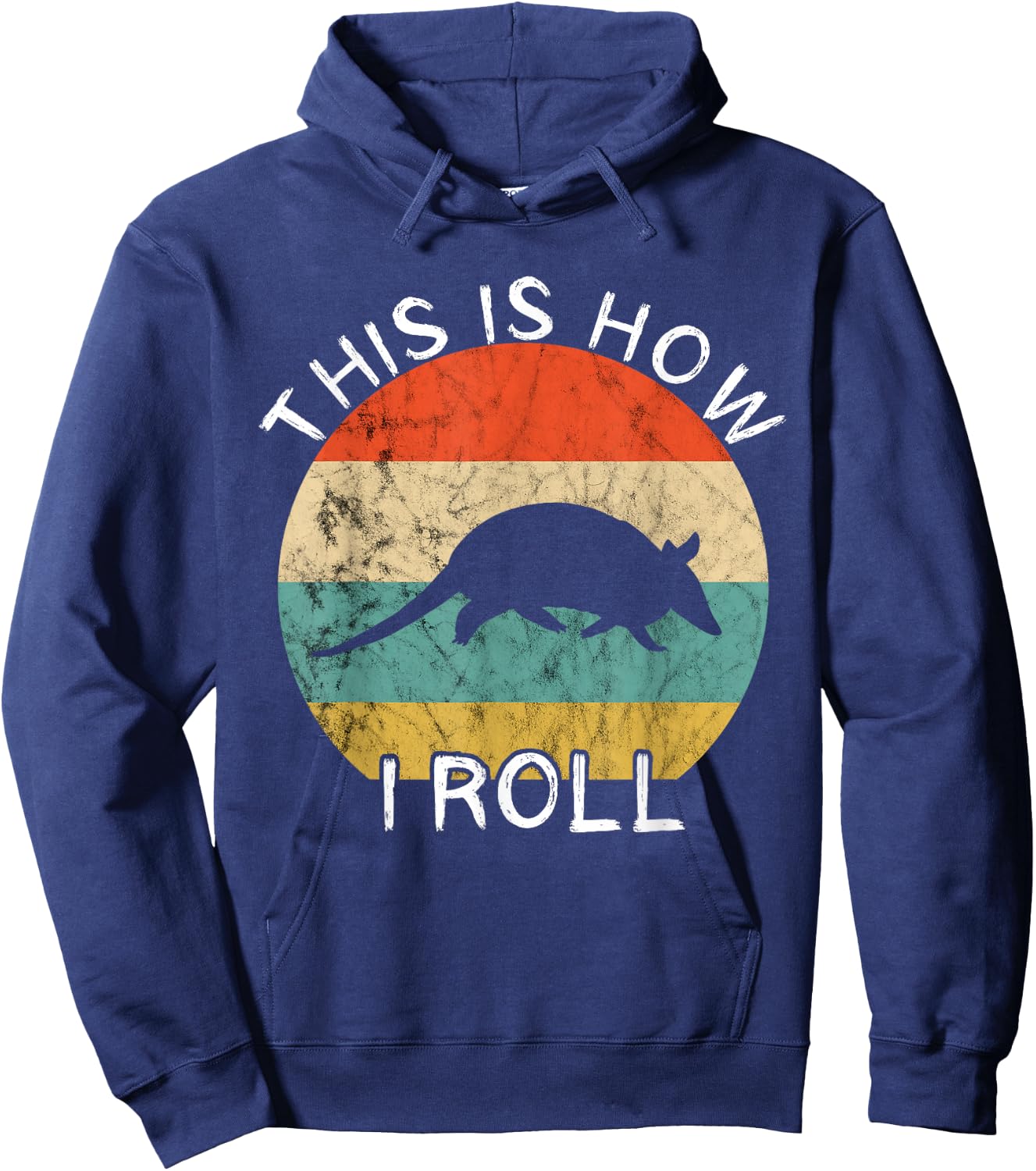 Armadillo This Is How I Roll Retro Vintage Sunset Wildlife Hoodie - Hoodie | Navy