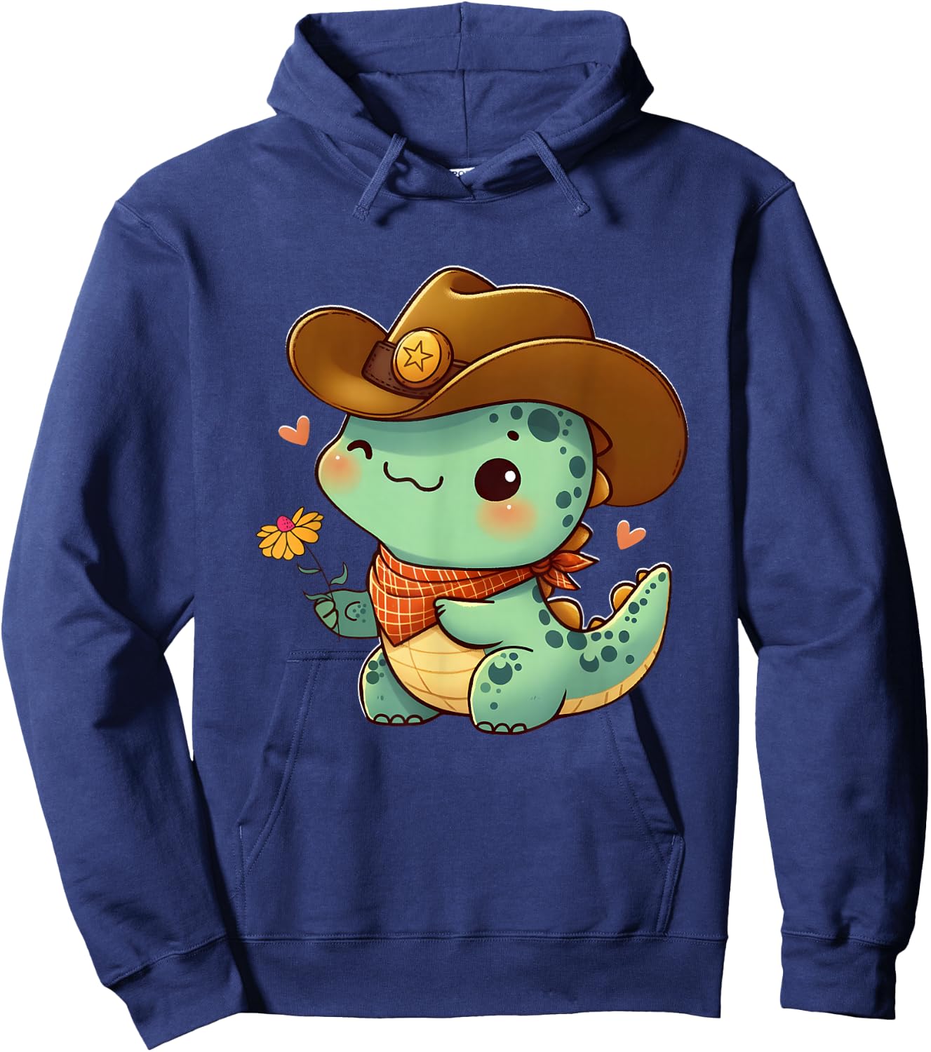 Cute Dino Sheriff Costume Cowboy Western Rodeo Dino Dinosaur Hoodie - Hoodie | Navy