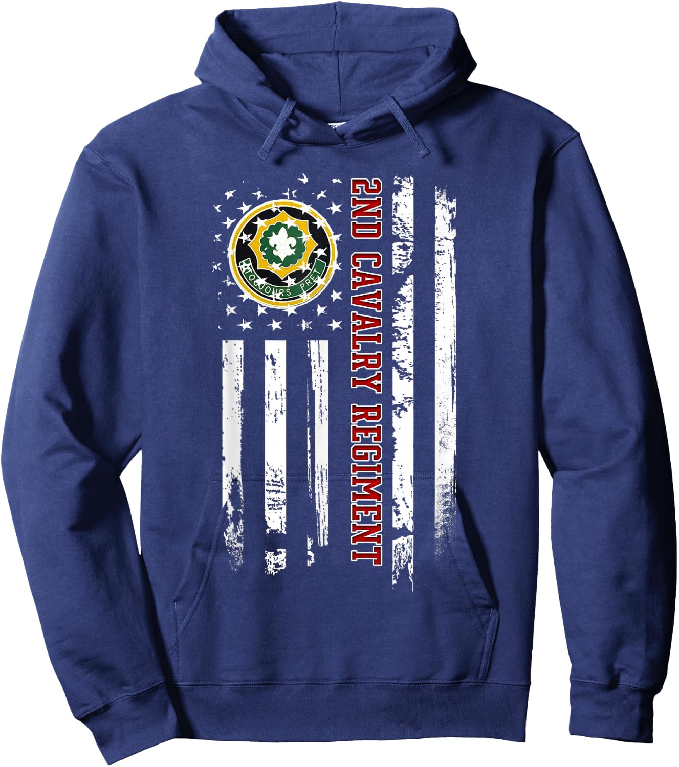 2nd Cavalry Regiment Veteran American Flag Veterans Day Xmas Hoodie - Hoodie | Navy