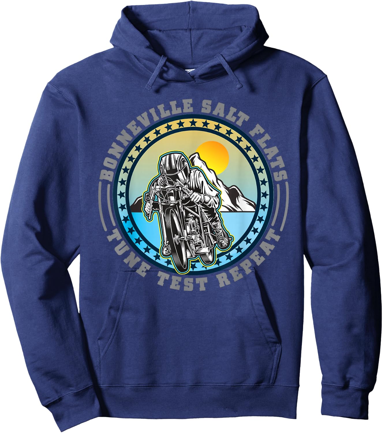 Bonneville Salt Flats Vintage Retro Motorcycle Rider Hoodie - Hoodie | Navy