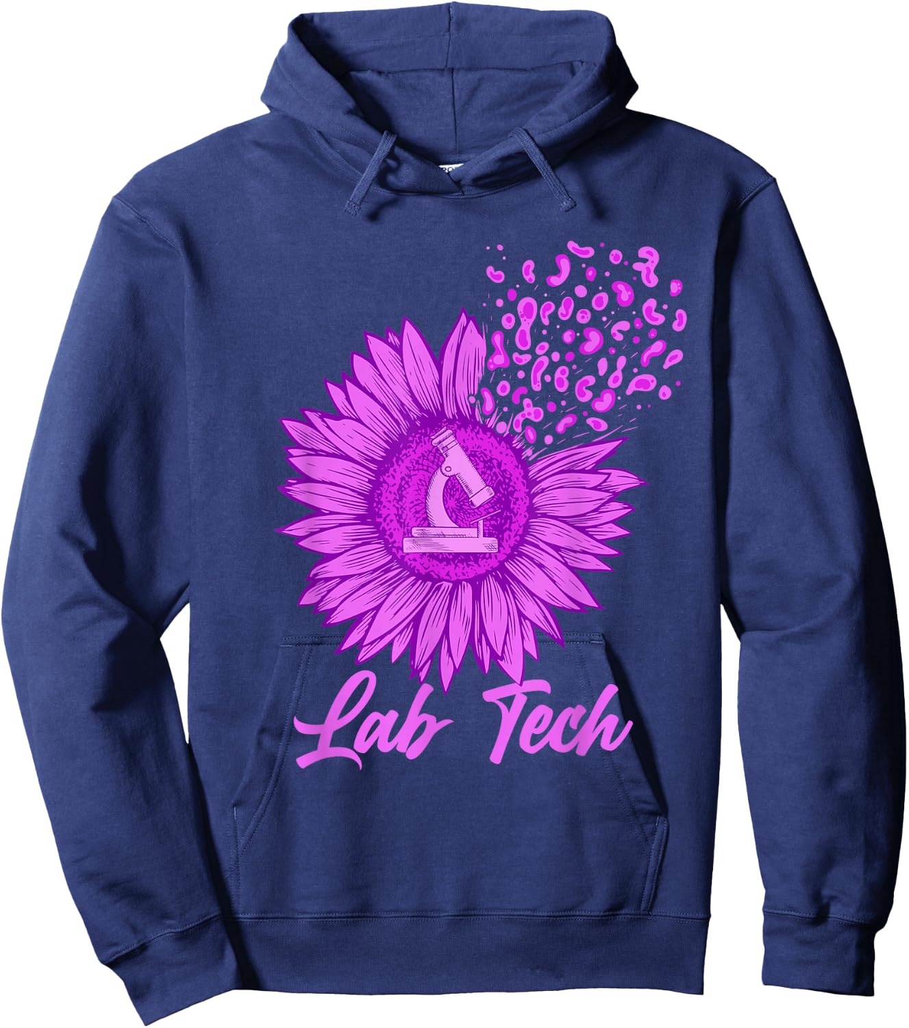 Lab Tech - Sunflower Microscope Laboratory Technician Lover Hoodie - Hoodie | Navy