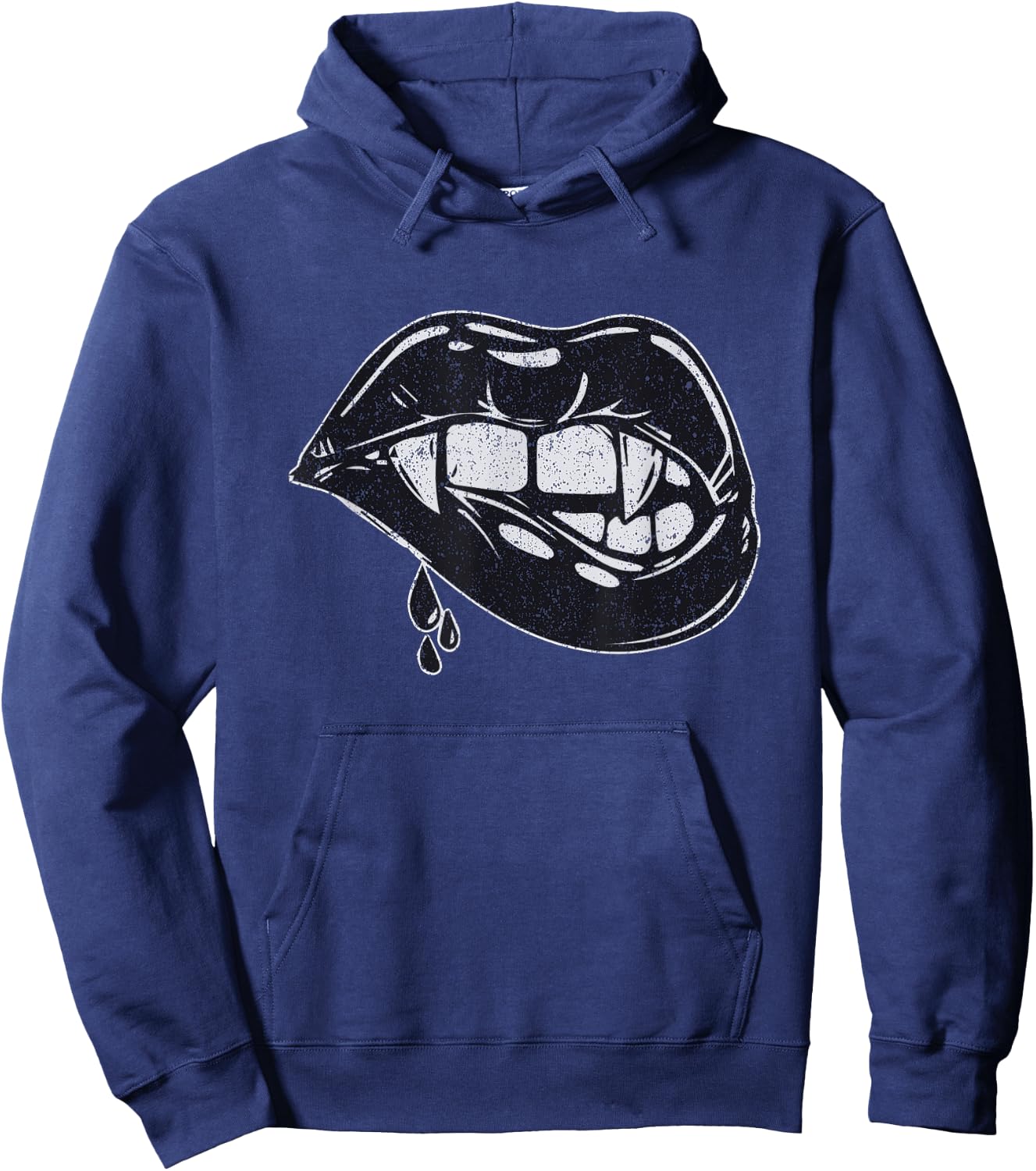 Halloween Vampire Fangs Female Lips Design Hoodie - Hoodie | Navy