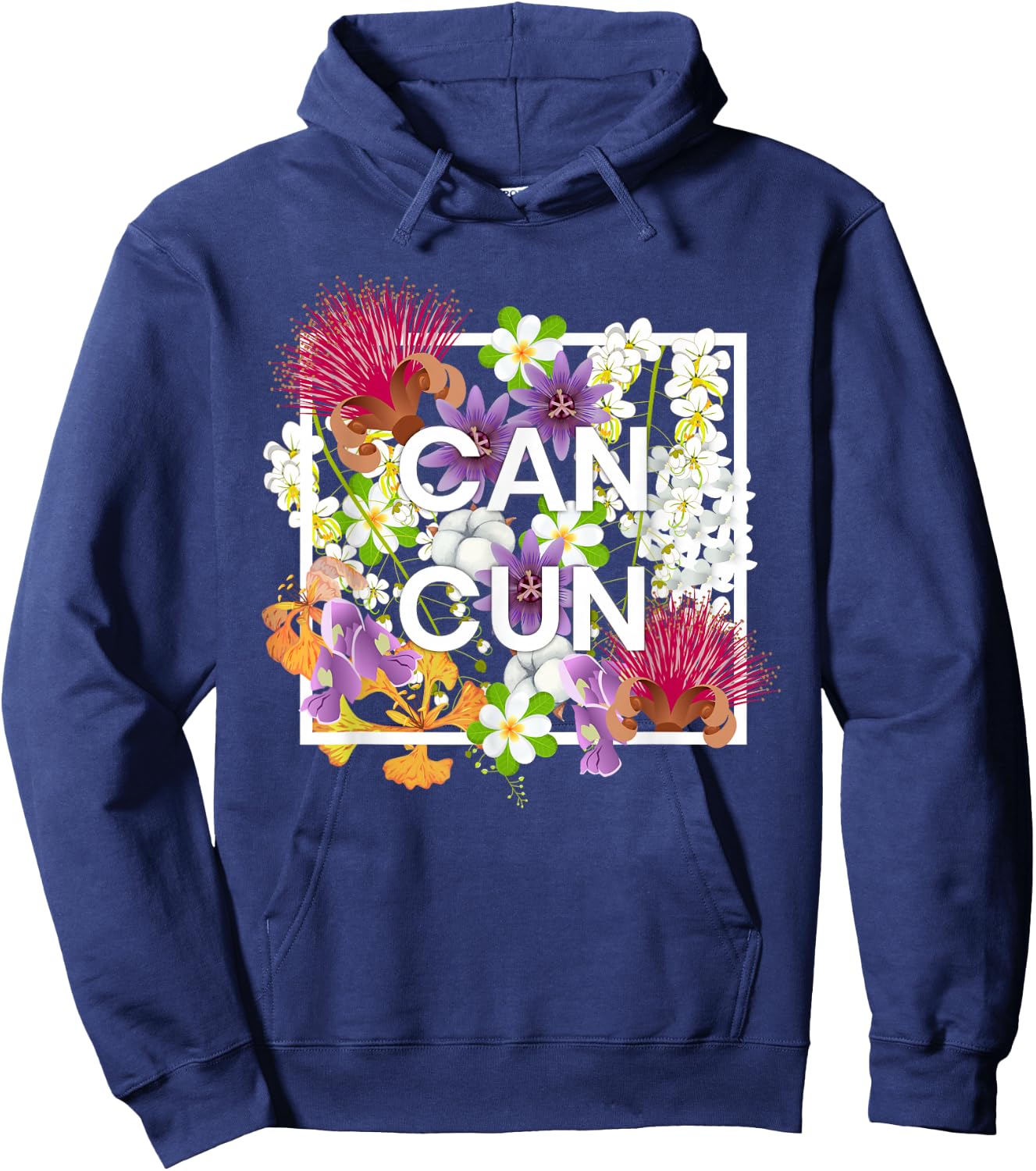 Flowers of Cancun Word Art - Mexican Pride Hoodie - Hoodie | Navy