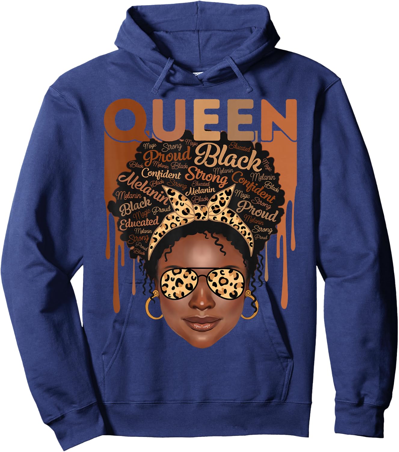 Black Woman Educated Strong Melanin Queen African American Hoodie - Hoodie | Navy