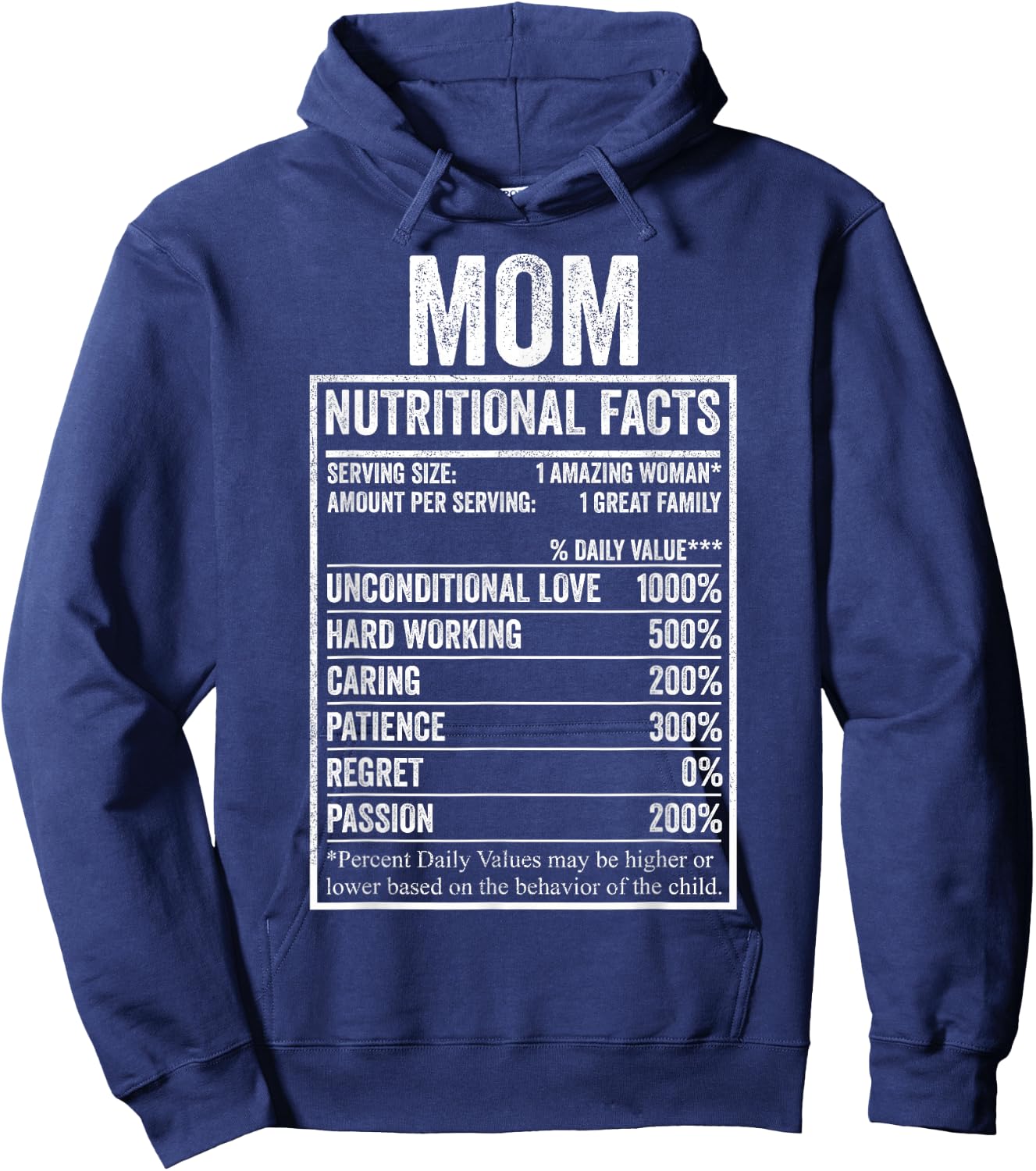 Mom Nutritional Facts Shirt, Funny Women Nutrition Hoodie - Hoodie | Navy