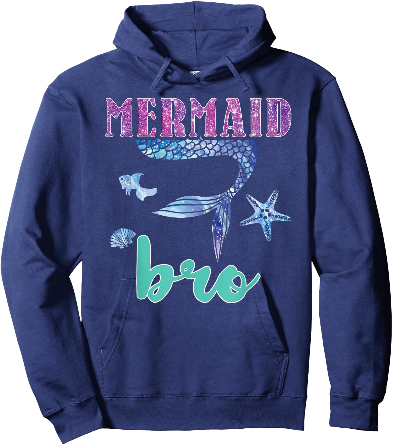 Merbro Brother of a Mermaid Bro Boy Kids Teens Men Toddlers Hoodie - Hoodie | Navy