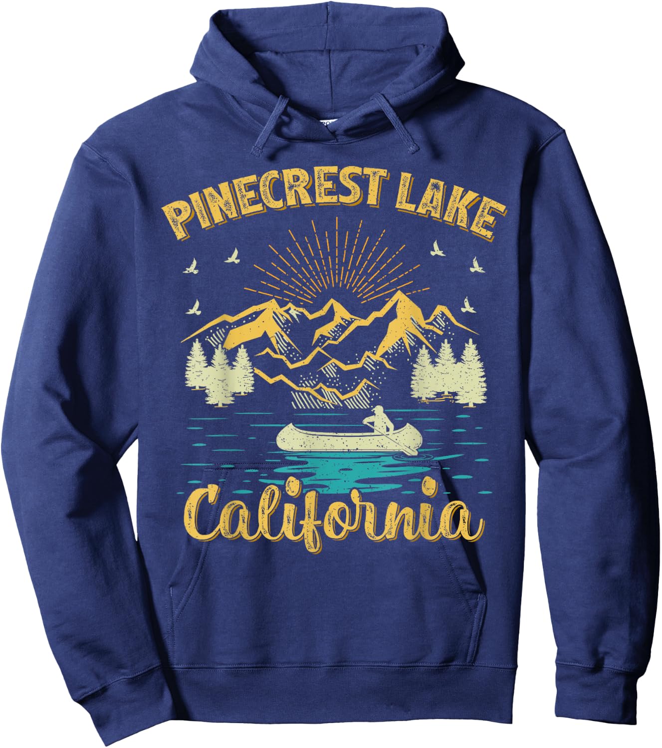 Summer Vacation Retro Mountain California Pinecrest Lake Hoodie - Hoodie | Navy