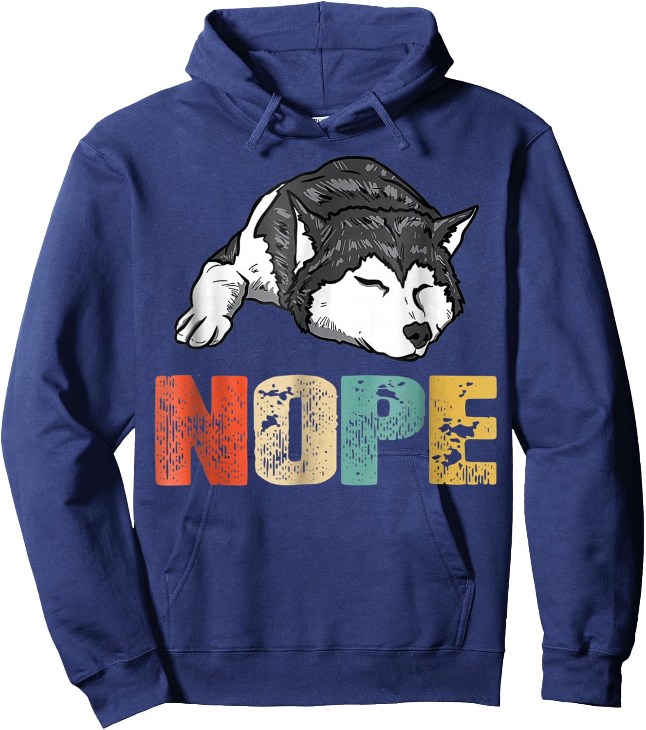 Vintage Nope Funny Siberian Husky Dog Lover Women Hoodie - Hoodie | Navy