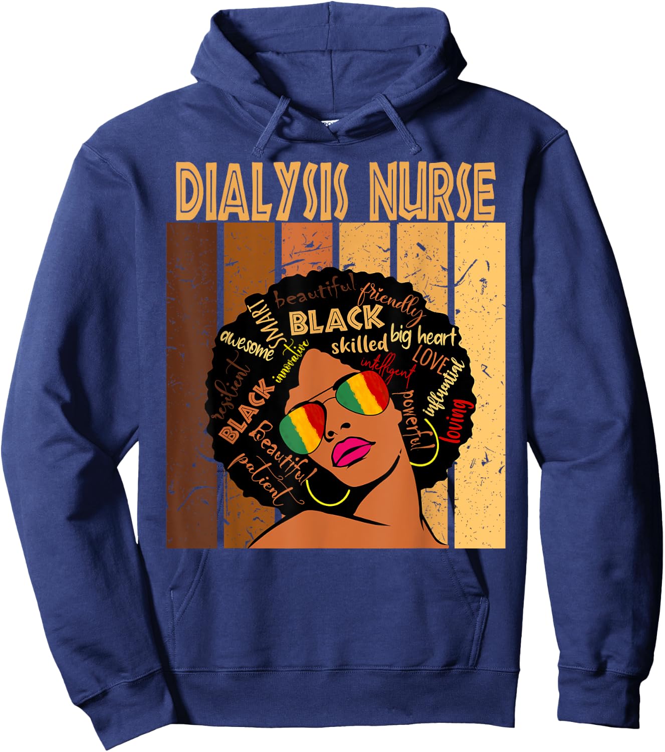 Dialysis Nurse Afro African American Black History Month Hoodie - Hoodie | Navy