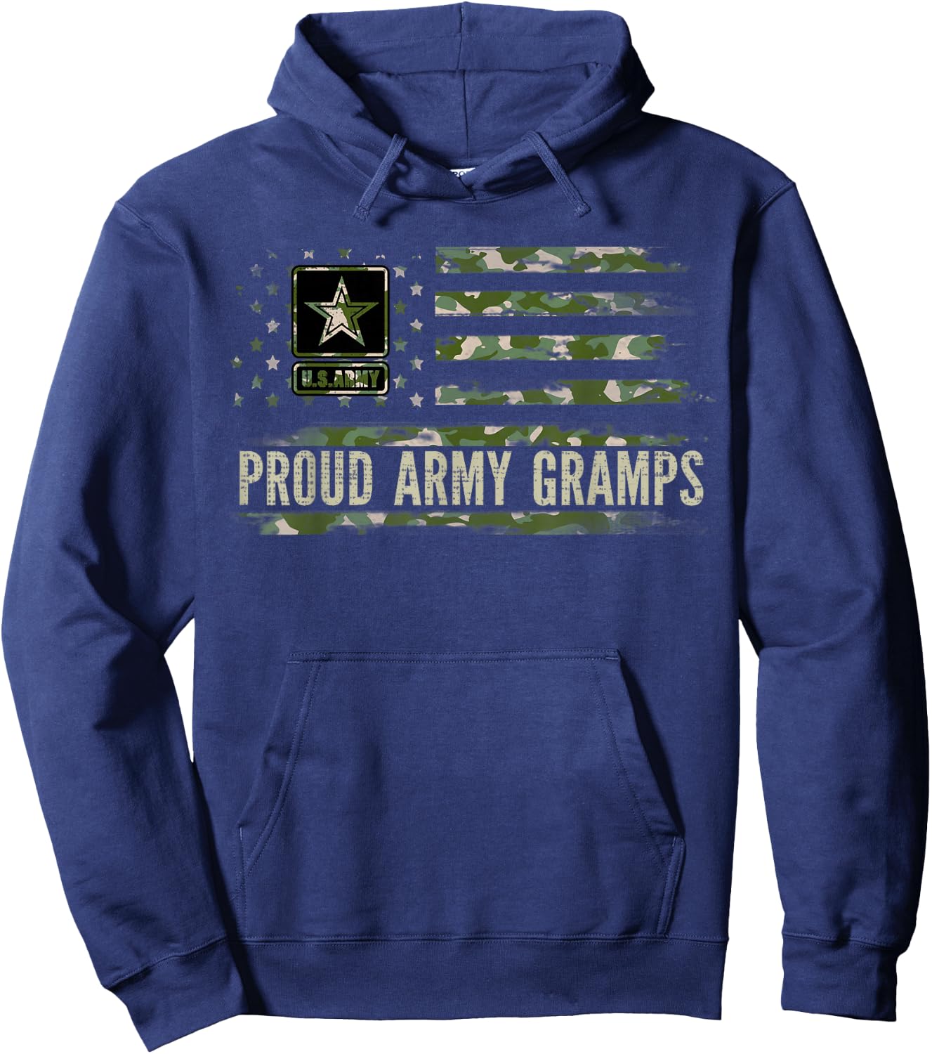 Vintage Proud Army Gramps Camo American Flag Veteran Gift Hoodie - Hoodie | Navy
