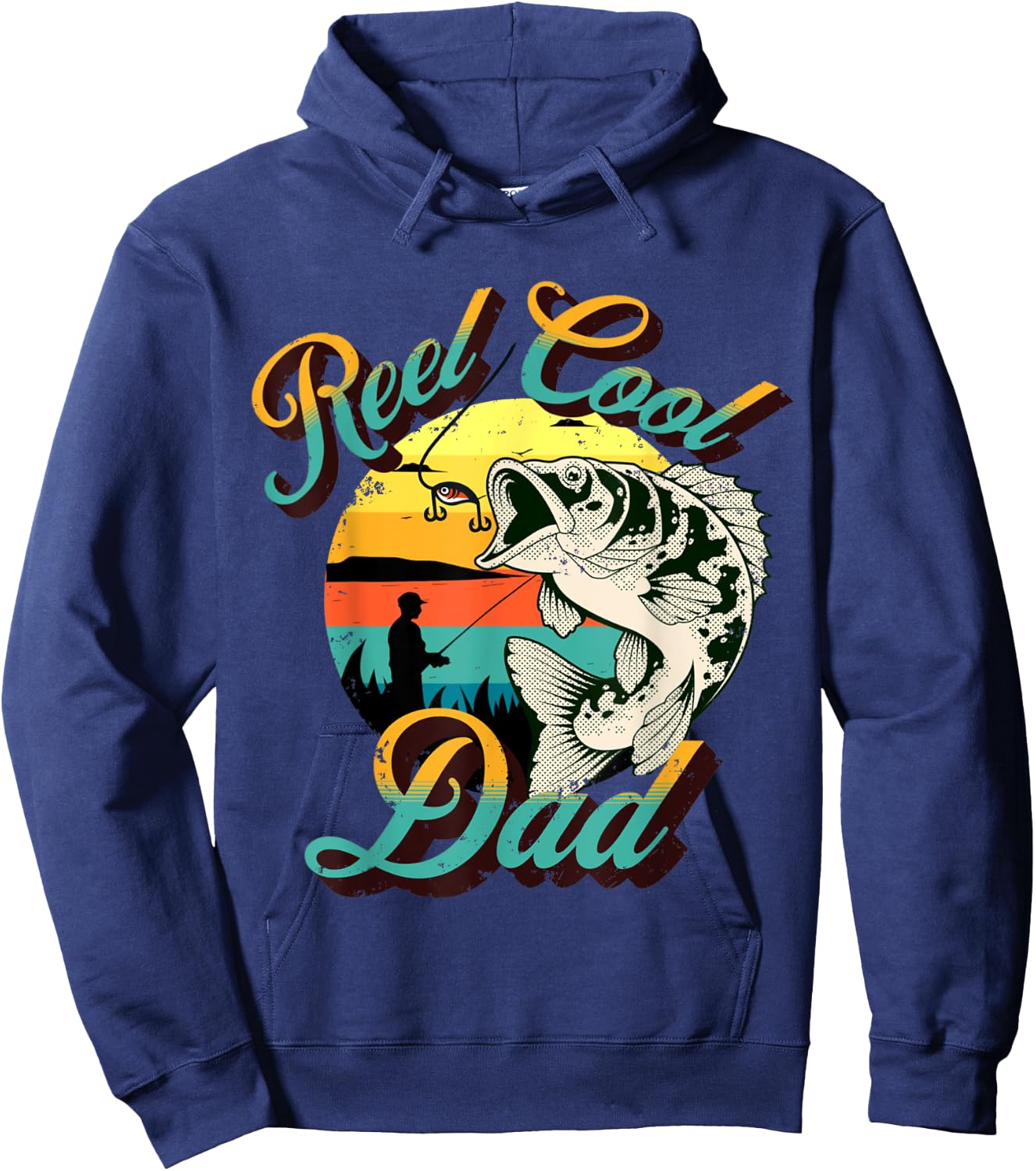 Funny Dad Fathers Day Gift Real Cool Dad Fishing, Dad Joke Hoodie - Hoodie | Navy