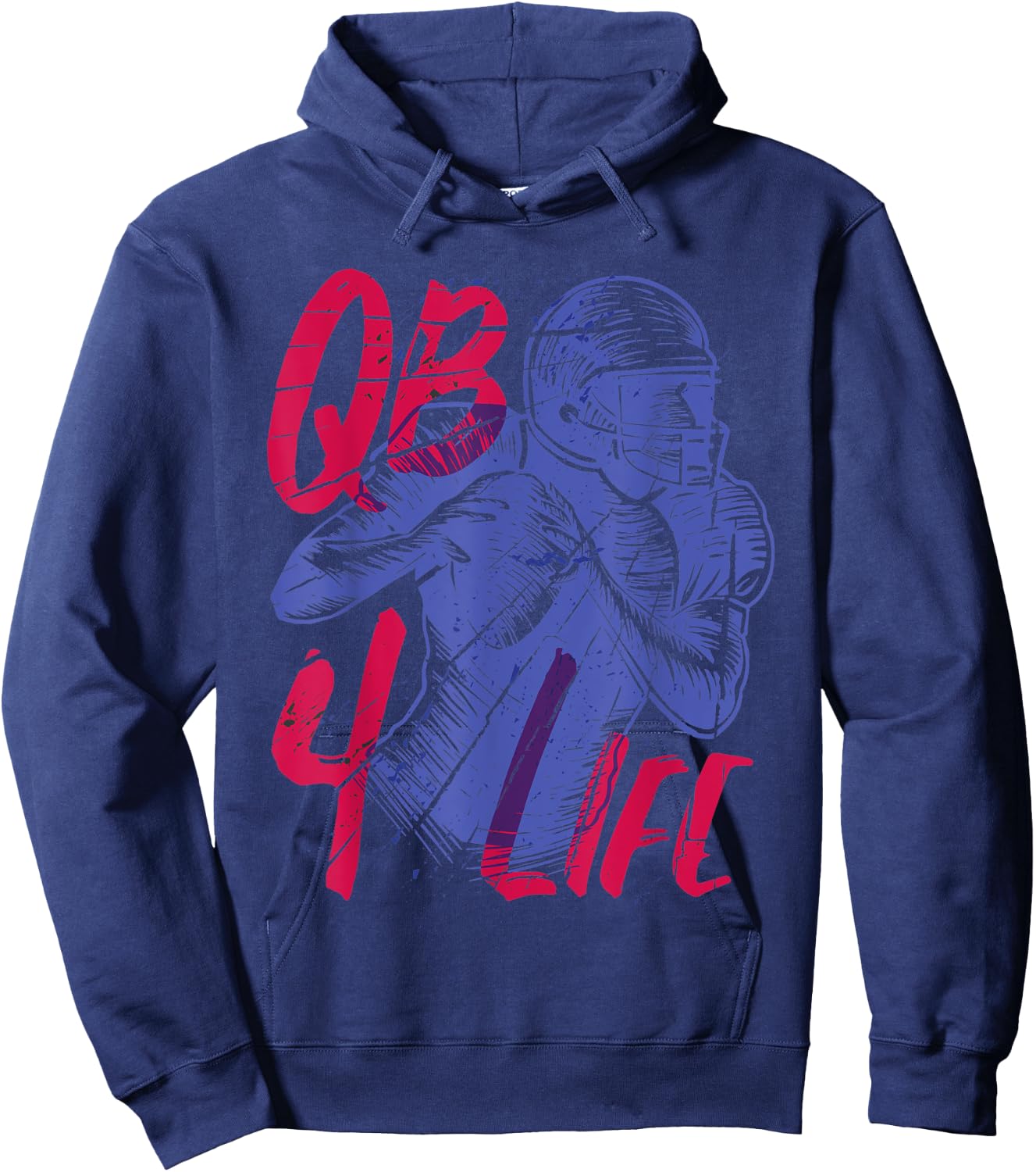 American Football Team Player QB for life Quarterback Gift Hoodie - Hoodie | Navy