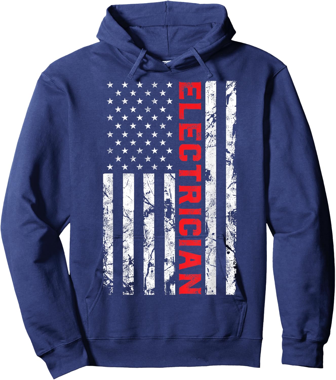 Electrician Patriotic American flag electrician father day Hoodie - Hoodie | Navy
