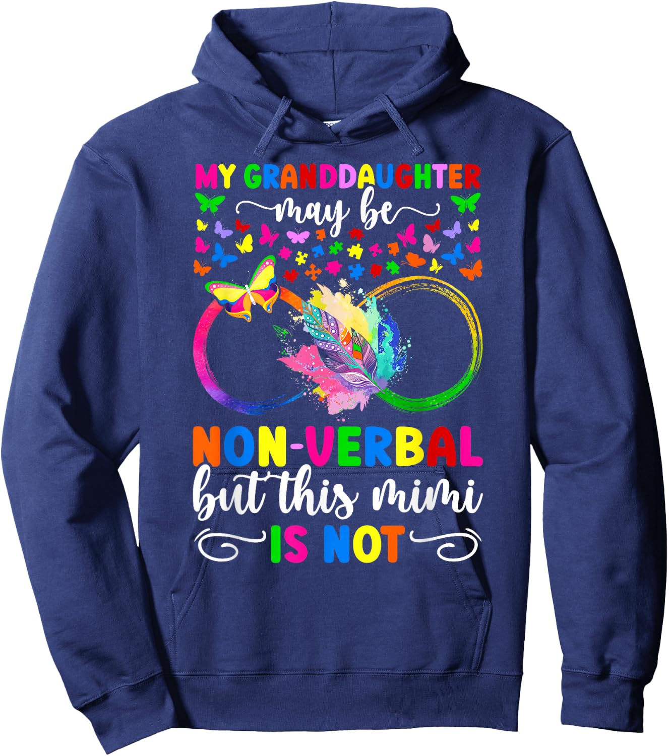 My Granddaughter Proud Autism Mimi Autism Warrior Mimi Hoodie - Hoodie | Navy