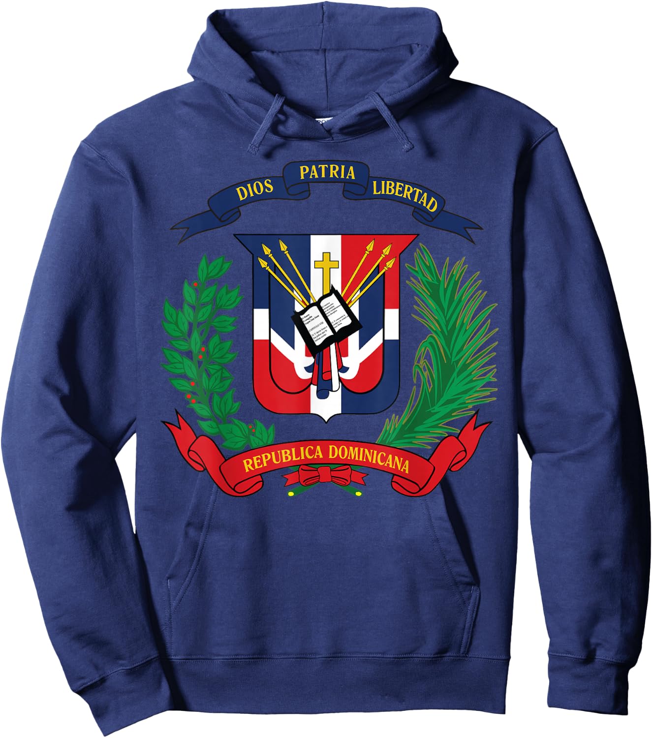 Dominican Republic National Emblem Flag Hoodie - Hoodie | Navy