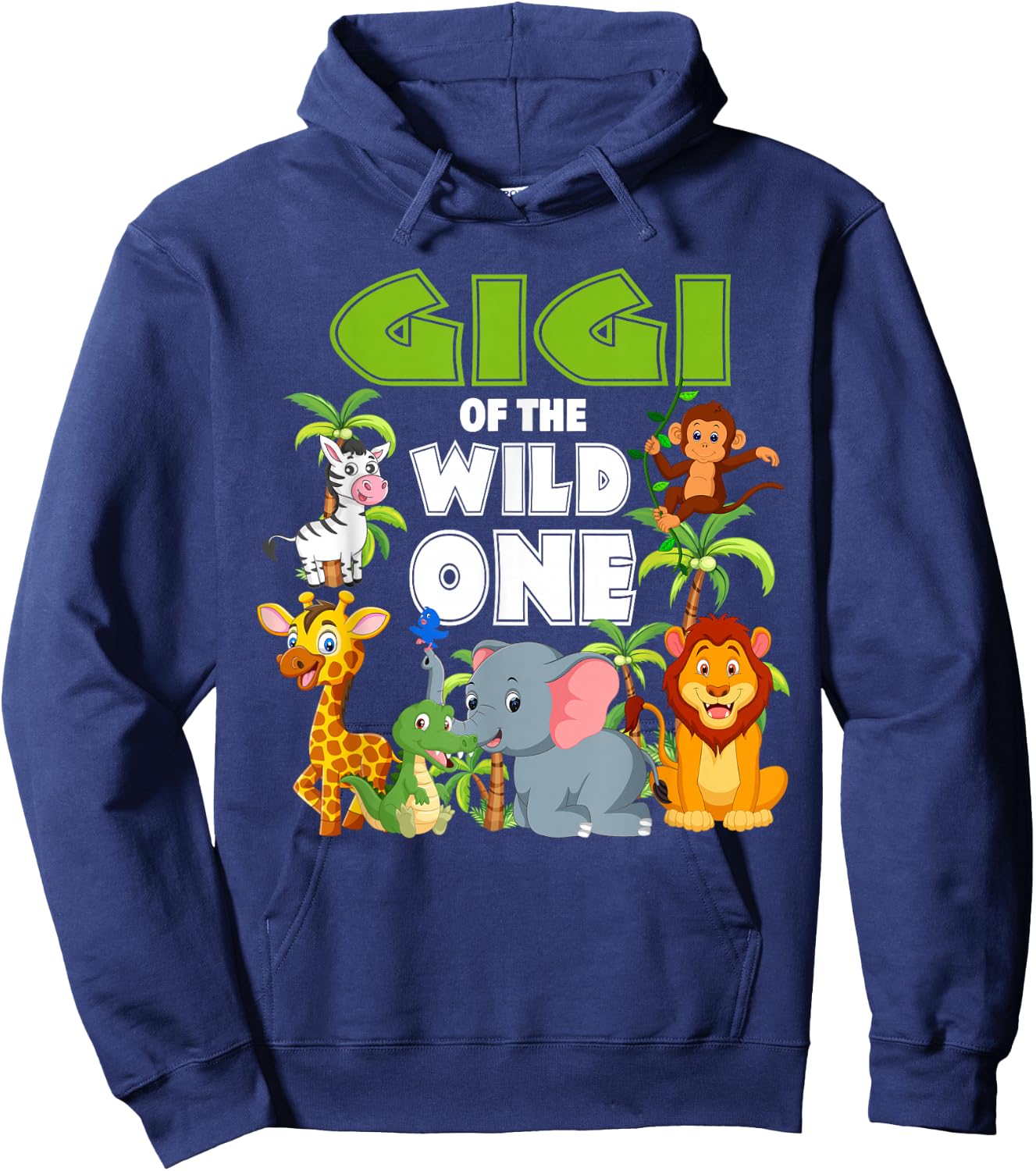 Gigi of The Wild One Zoo Birthday Safari Jungle Animal Hoodie - Hoodie | Navy