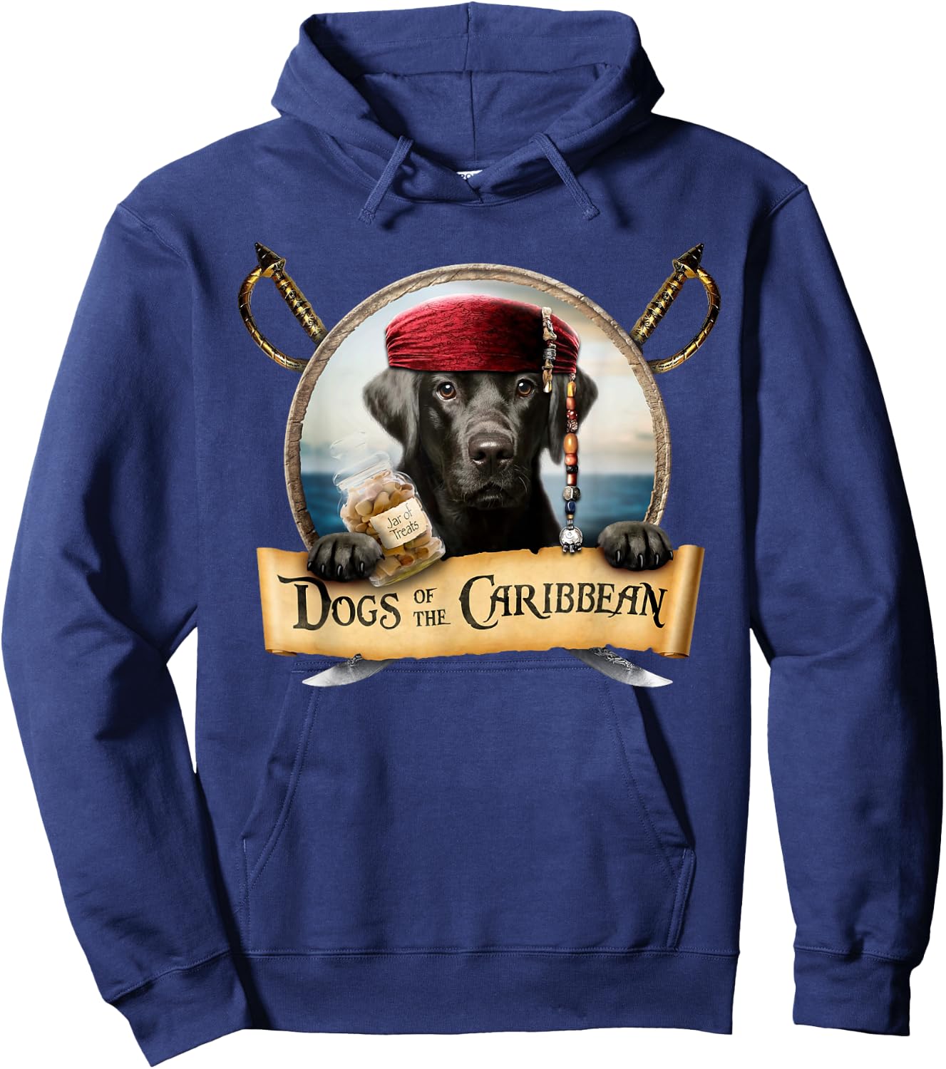 Dogs of the Caribbean - Cute Black Labrador Pirate Hoodie - Hoodie | Navy
