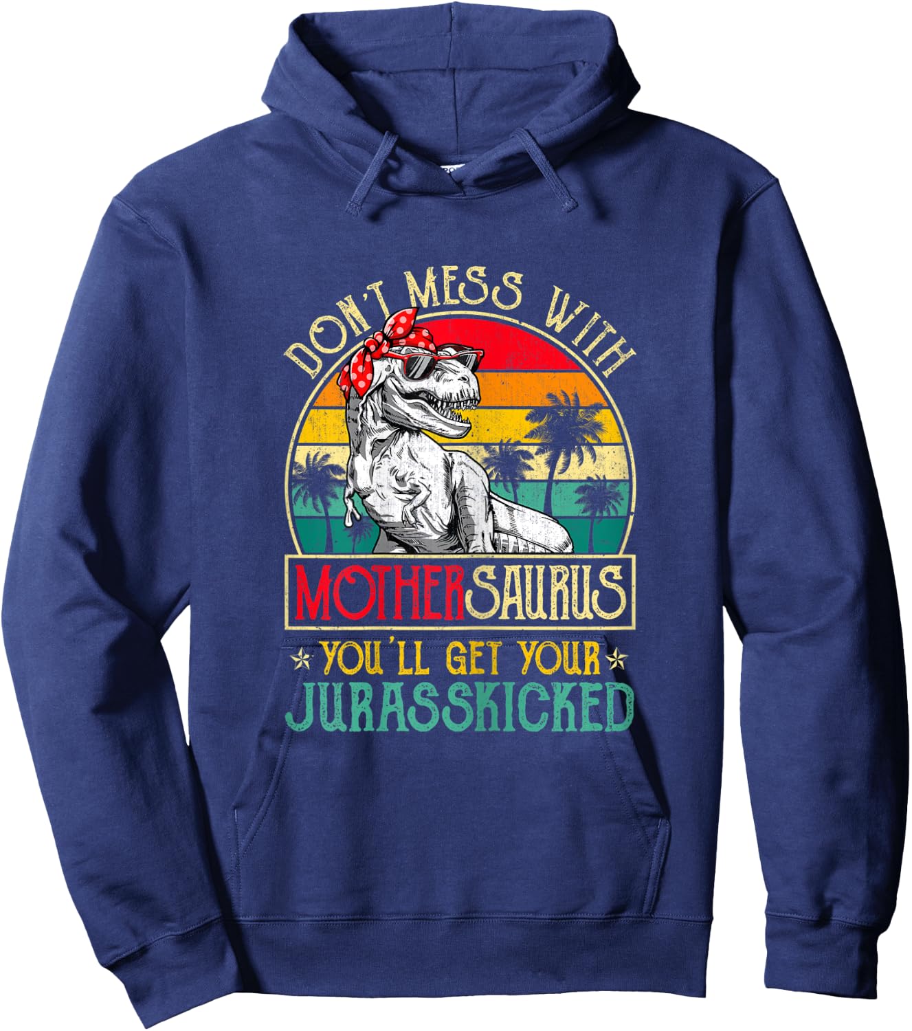 Vintage Mothersaurus Retro Dinosaurs Lover Mother's Day Hoodie - Hoodie | Navy