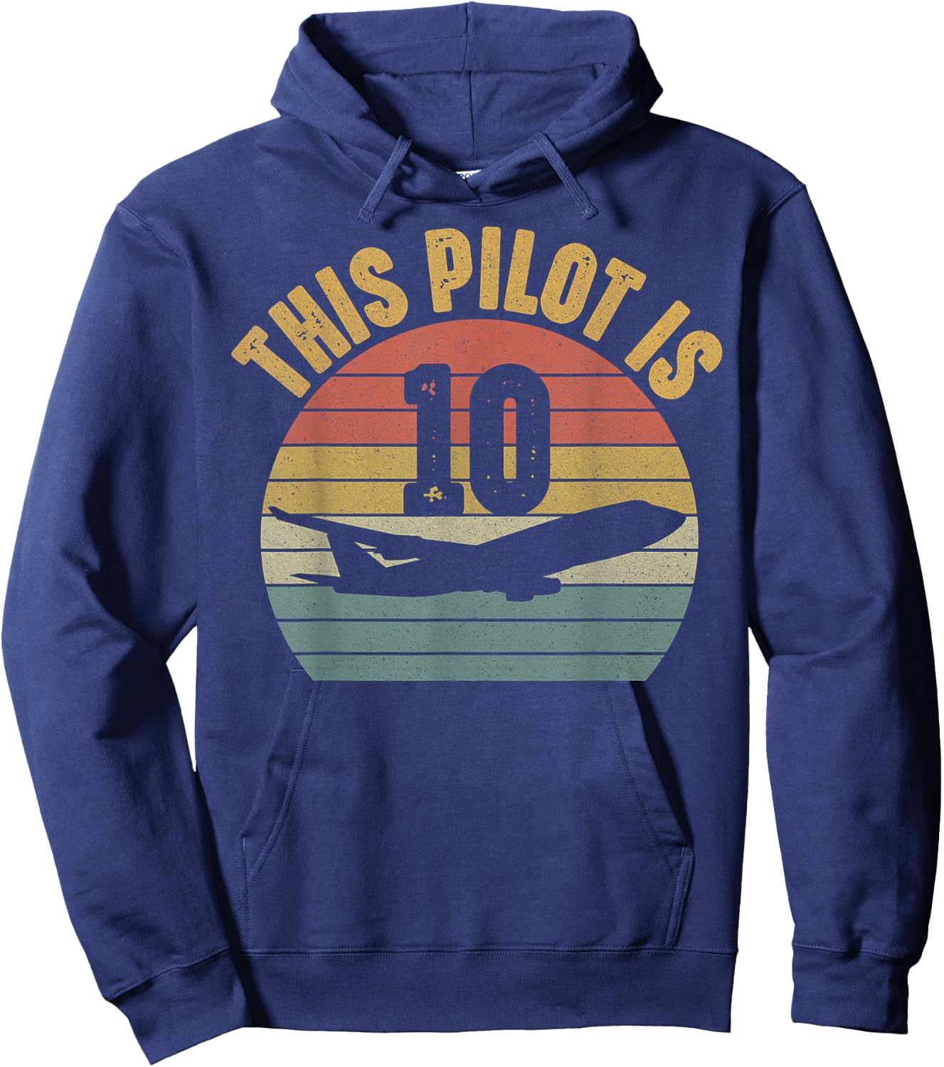 10 Year Old Aircraft Pilot 10th Birthday Aviation Hoodie - Hoodie | Navy