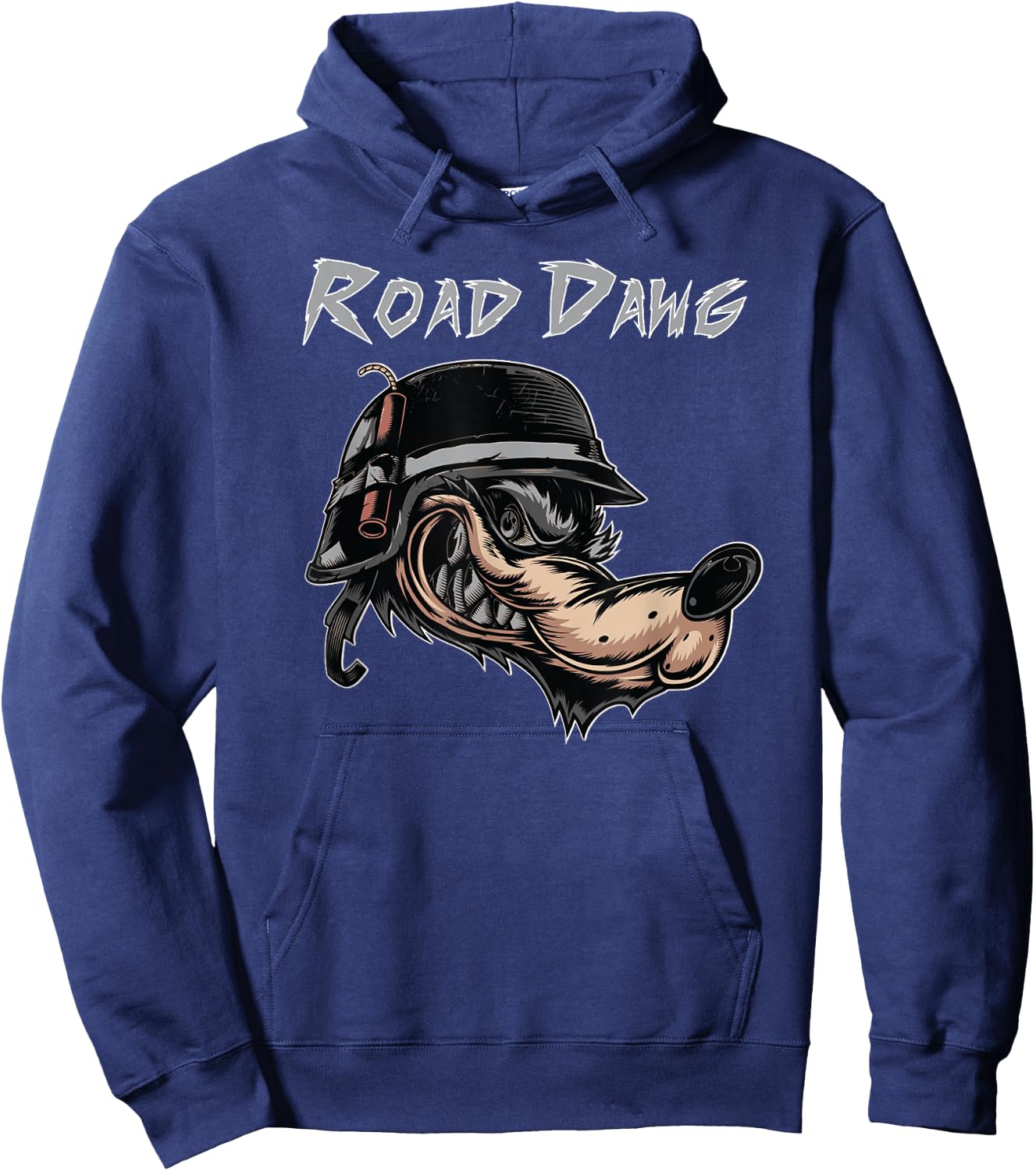 Road Dog Motorcycle Bike Wolf Comic Biker Helmet Cartoon Women Kids Hoodie - Hoodie | Navy