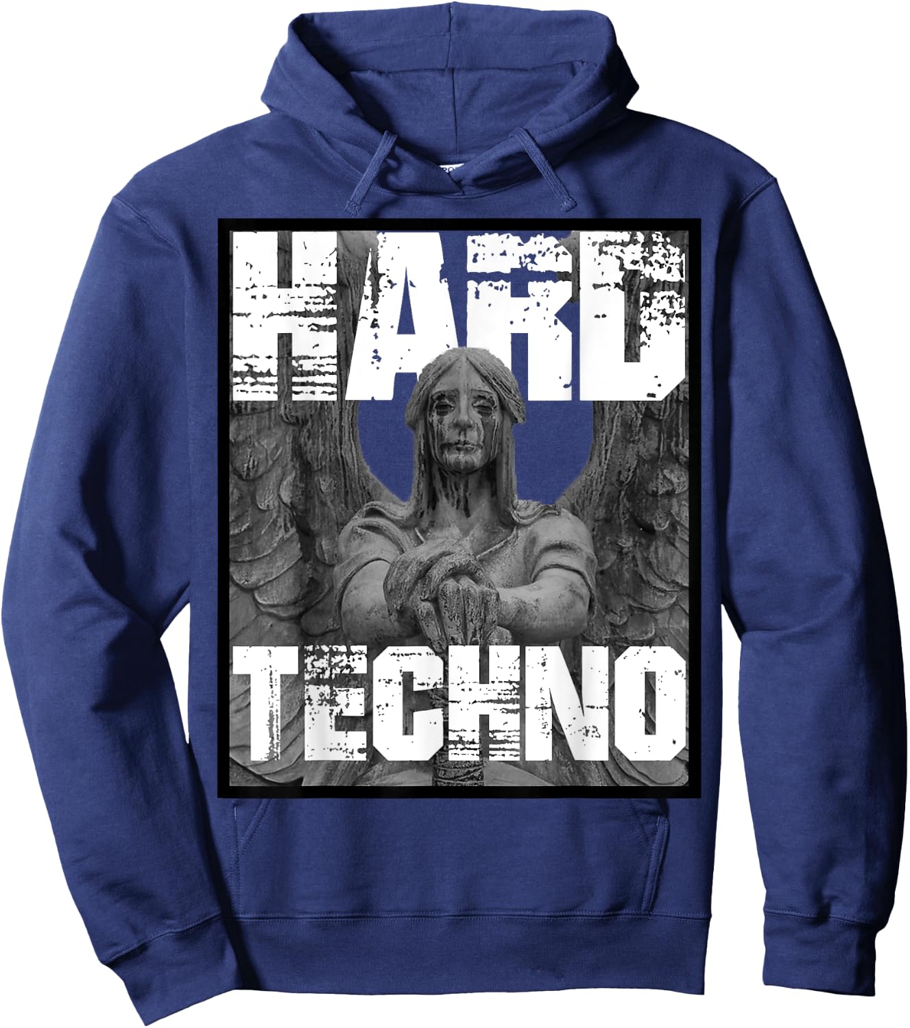 Hard Techno Rave Angel Statue Hoodie - Hoodie | Navy
