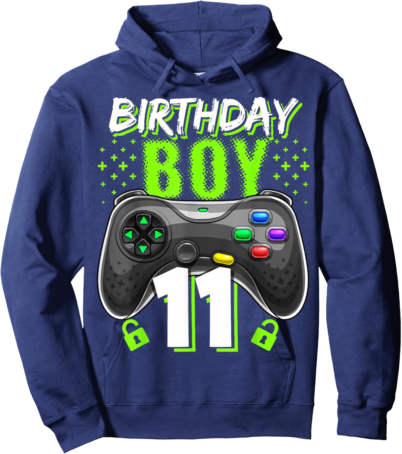 Birthday Boy 11 Video Game Controller Gamer 11th Birthday Hoodie - Hoodie | Navy