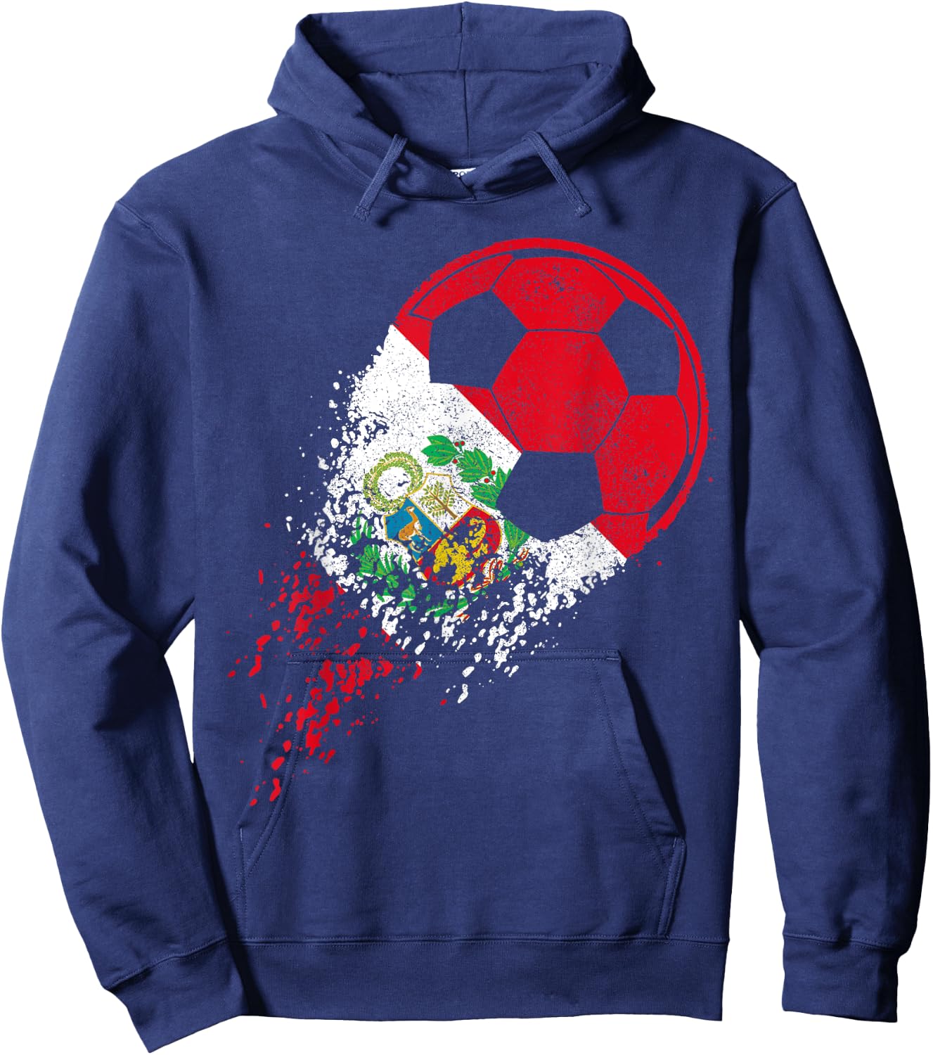 Peru Soccer Peruvian Flag Pride Soccer Player , Black Hoodie - Hoodie | Navy