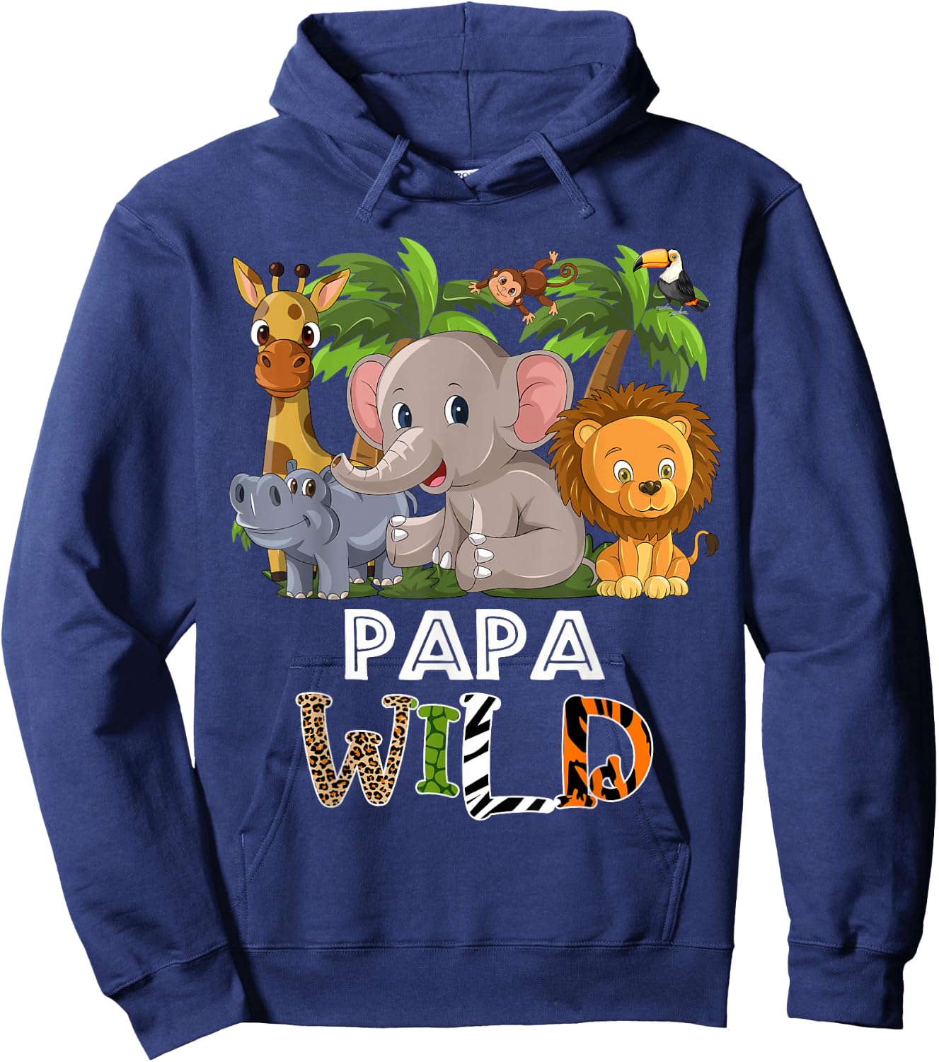 Papa Wild Zoo Theme Birthday Safari Jungle Matching Party Hoodie - Hoodie | Navy