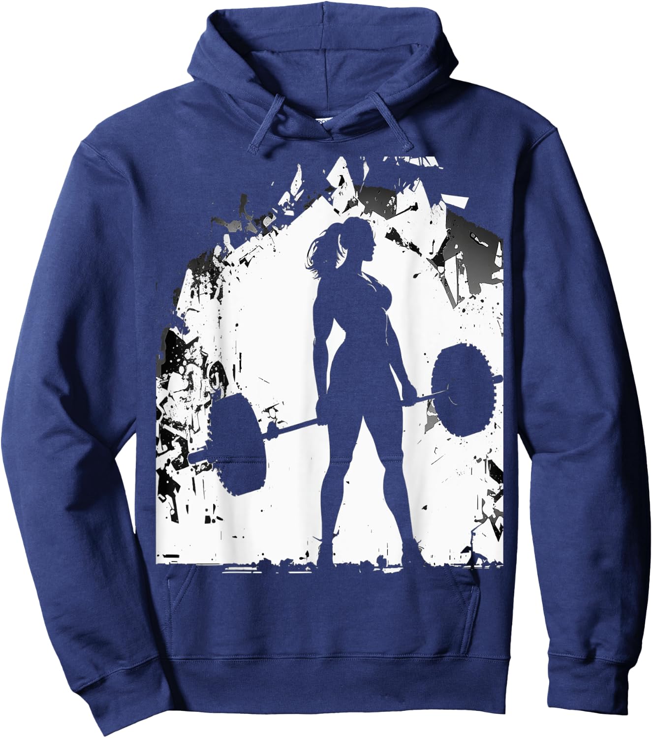 Strong Muscular Fit Gym Woman Lifting Weights Silhouette Art Hoodie - Hoodie | Navy